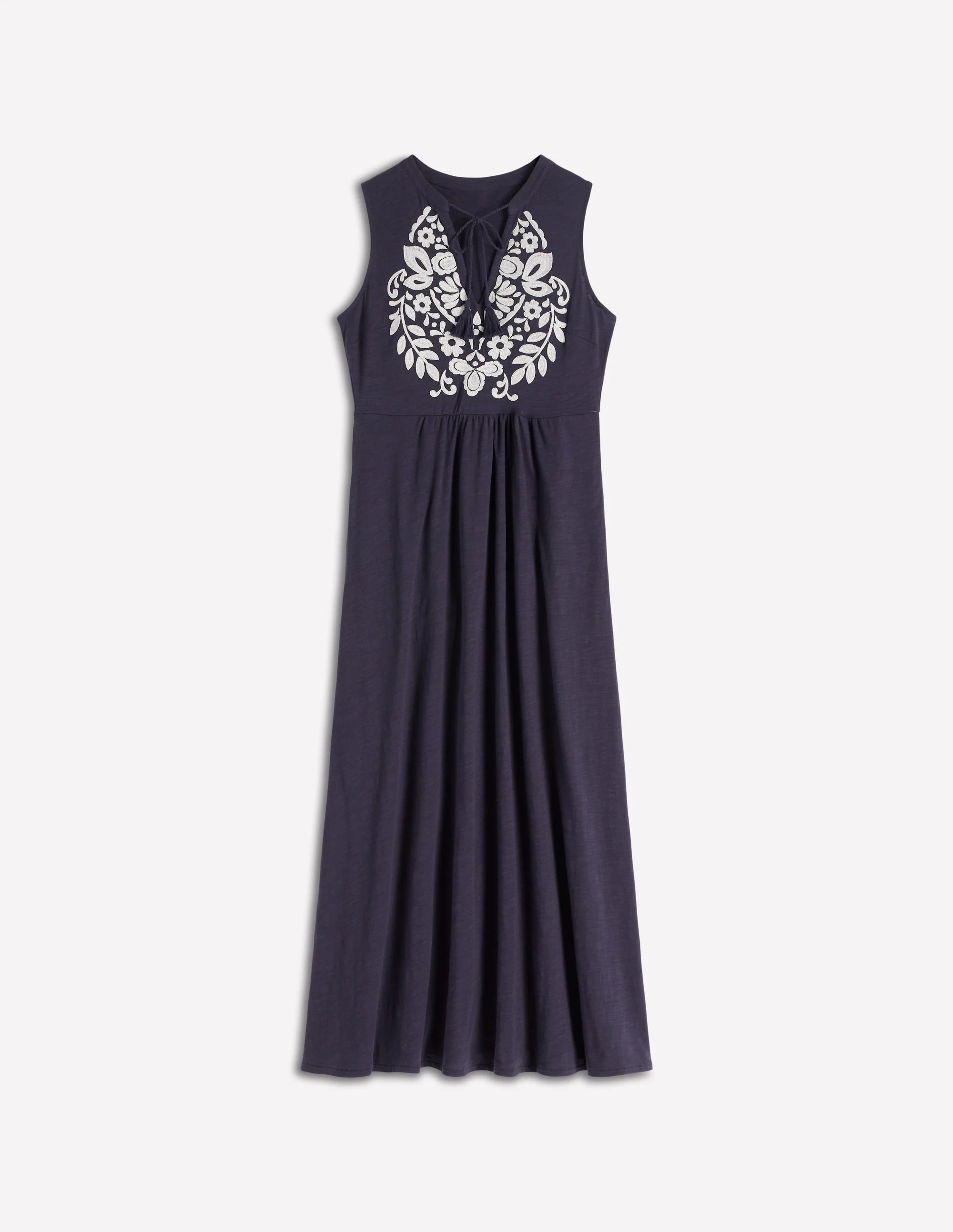 Jersey-Maxikleid mit gekerbtem Ausschnitt-Marineblau - Image 5
