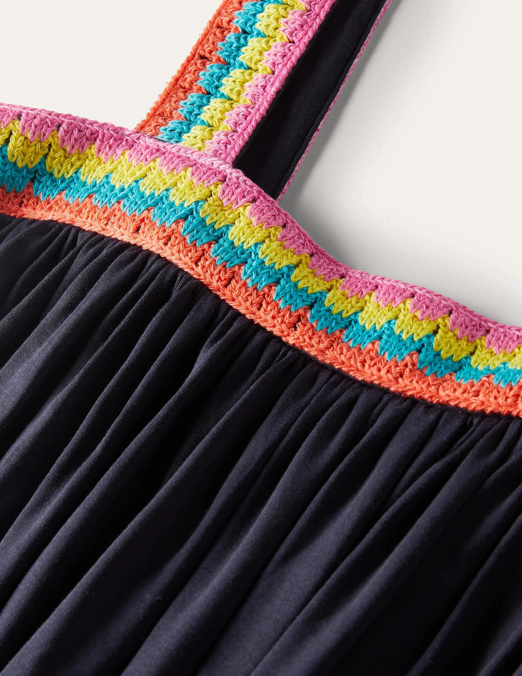 Jersey-Maxikleid mit Häkelborte-Marineblau - Image 6