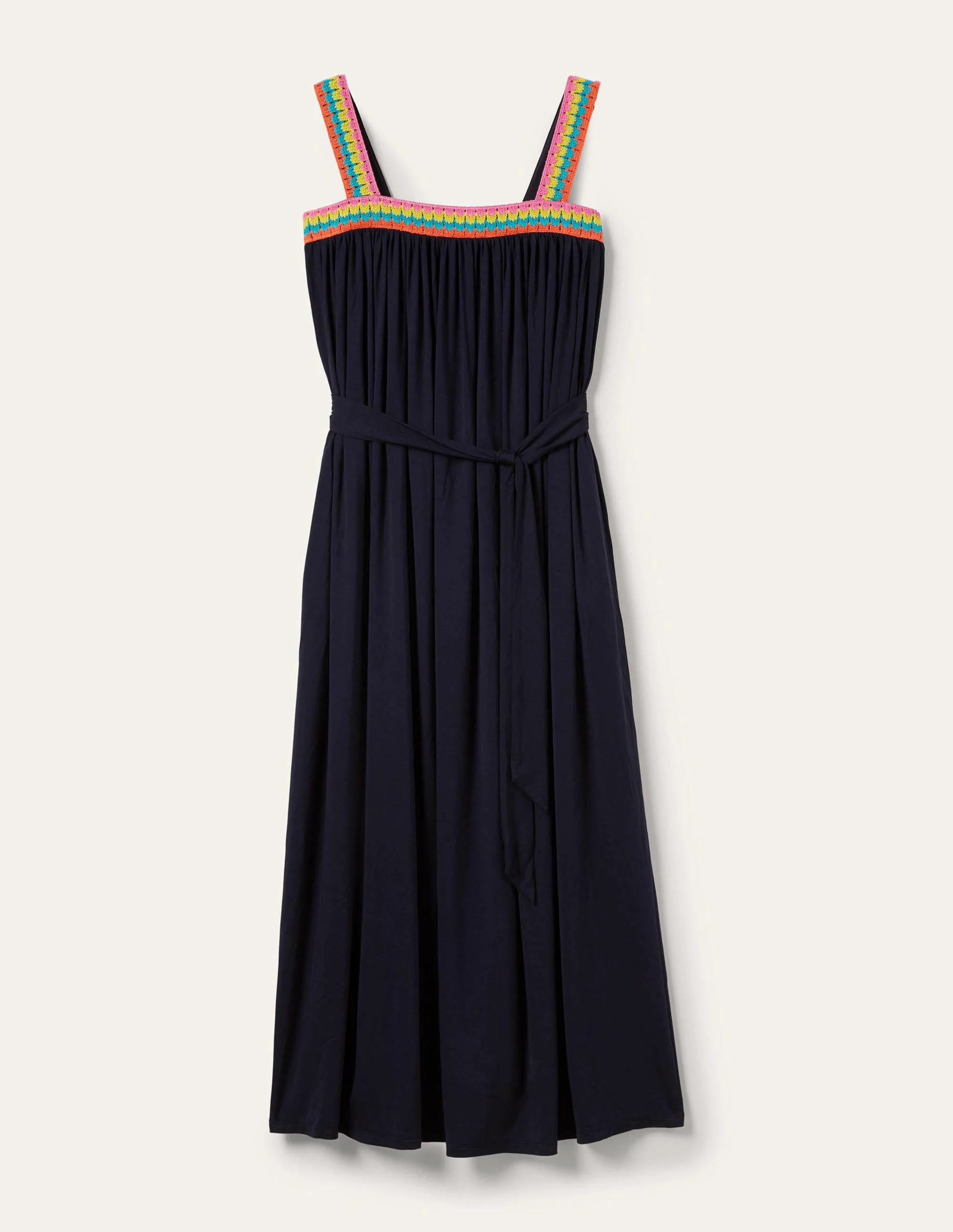 Jersey-Maxikleid mit Häkelborte-Marineblau - Image 7