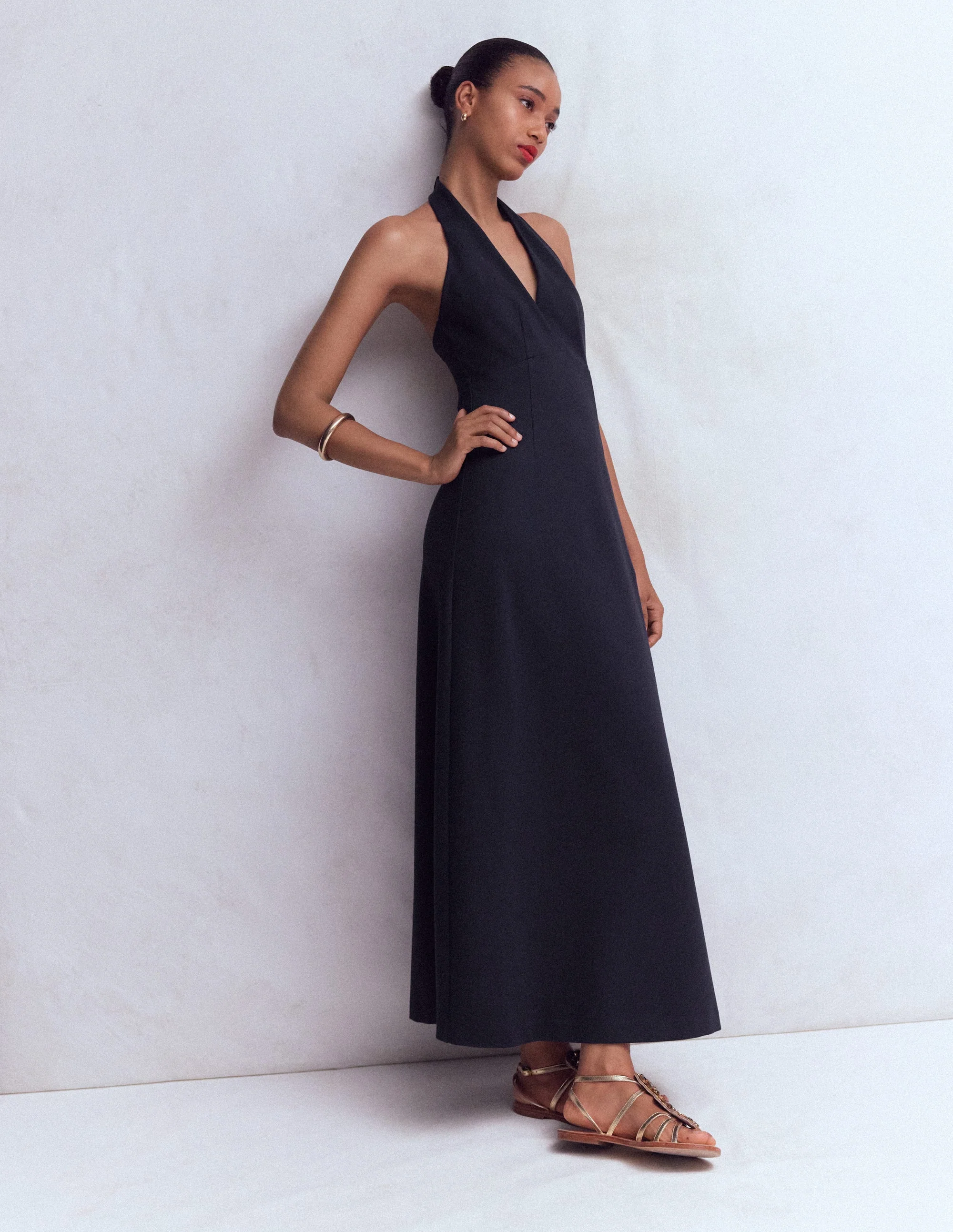 Jersey-Maxikleid mit Neckholder-Marineblau - Image 5