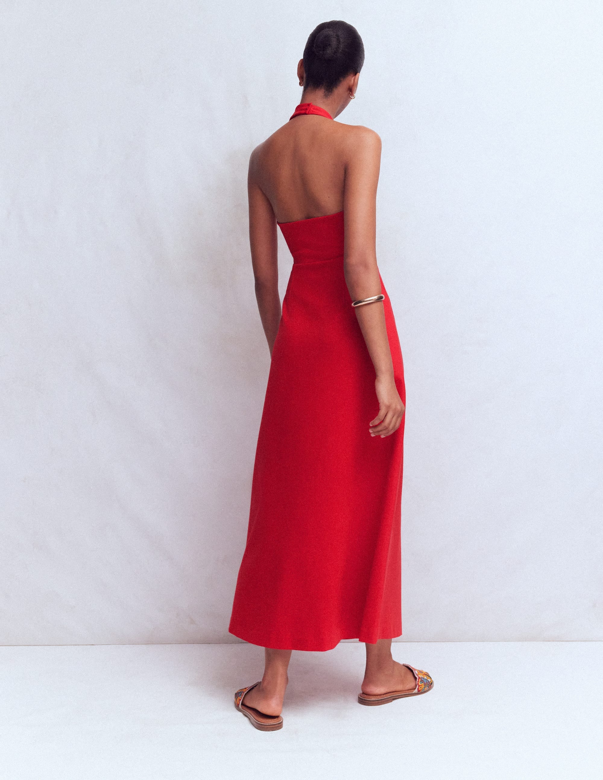Jersey-Maxikleid mit Neckholder-ROT - Image 3