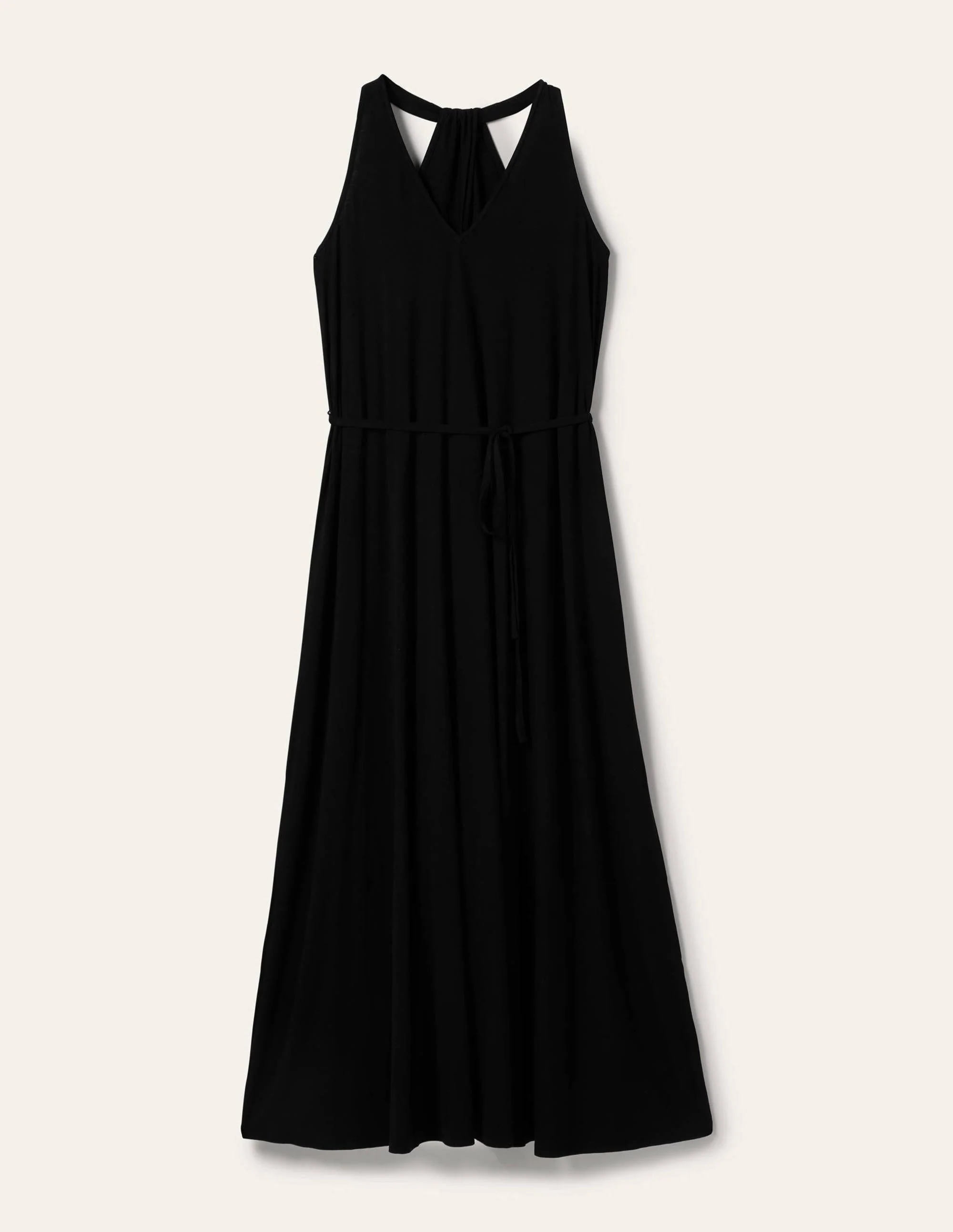 Jersey-Maxikleid mit V-Ausschnitt-Schwarz - Image 5
