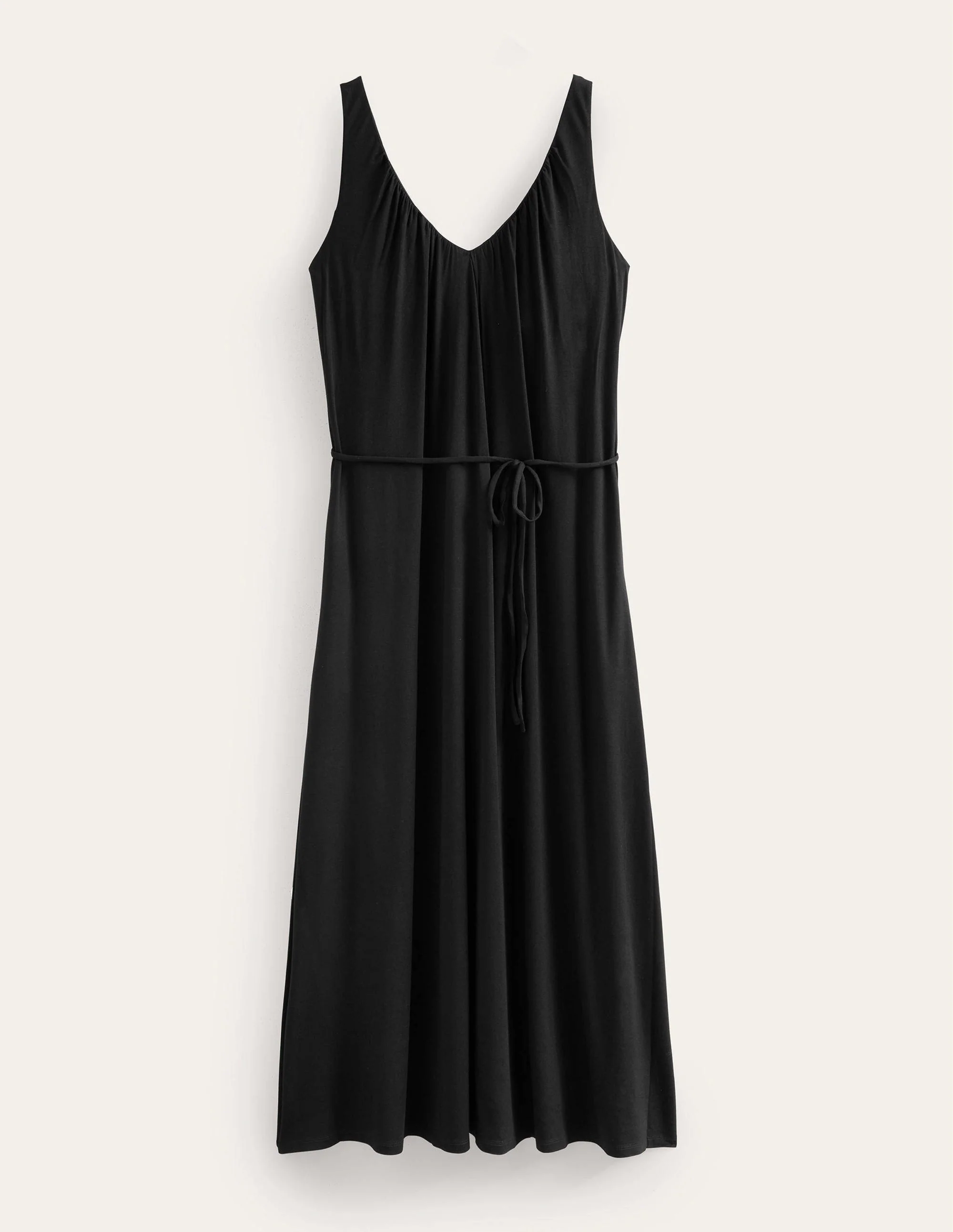 Jersey-Maxikleid mit V-Ausschnitt-Schwarz - Image 5