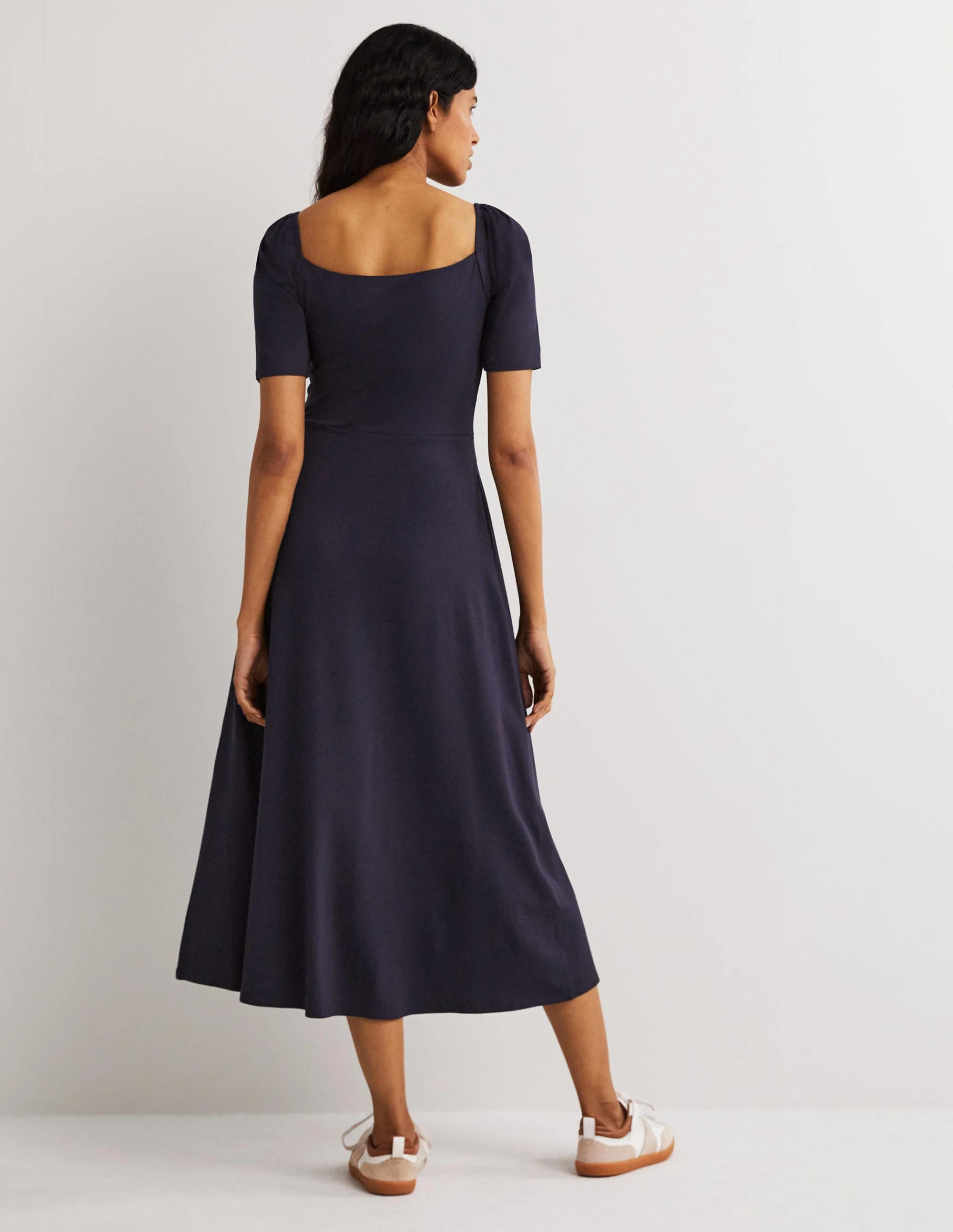 Jersey-Midikleid mit Herzausschnitt-Marineblau - Image 3