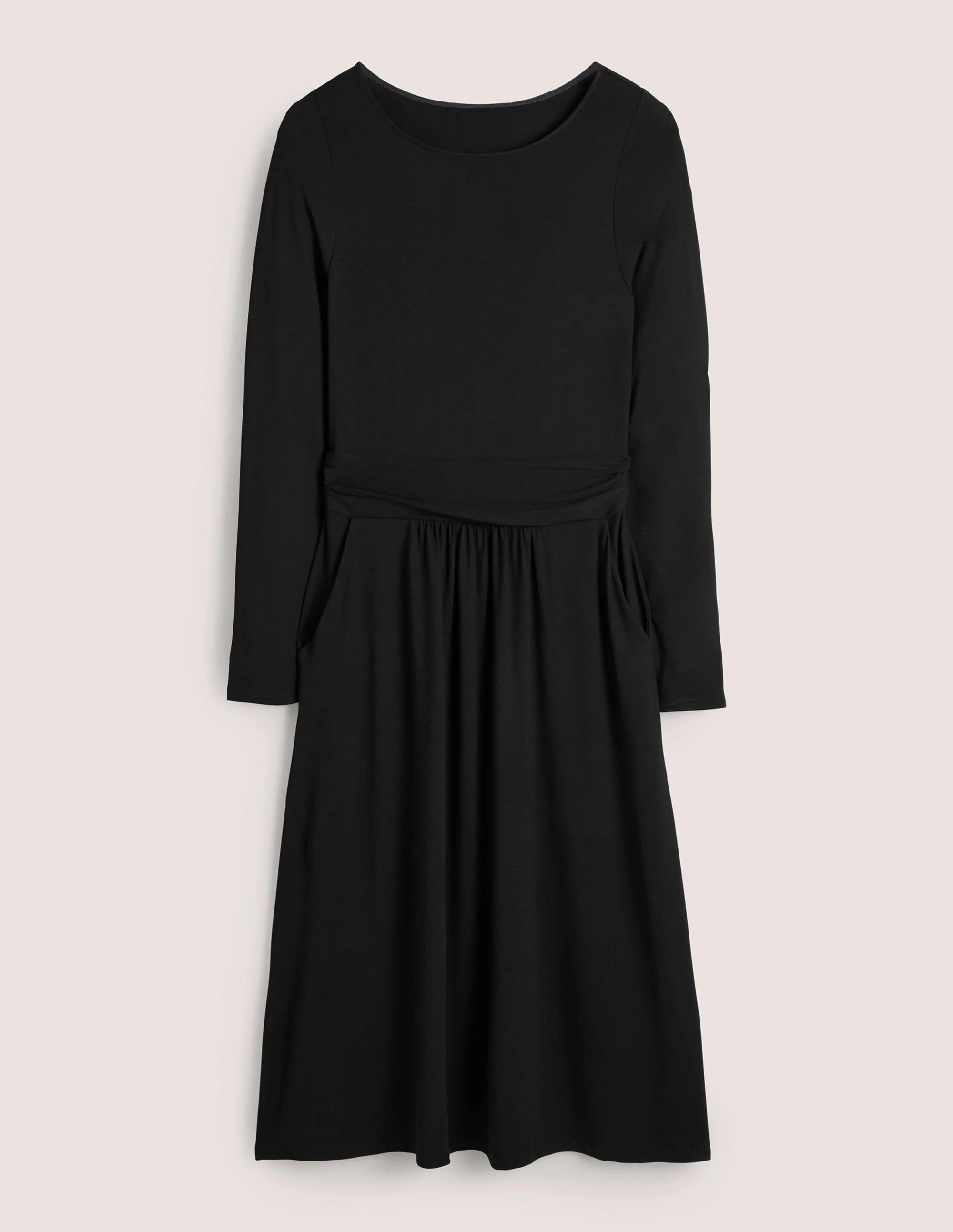 Jersey-Midikleid mit Puffärmeln-Schwarz - Image 6