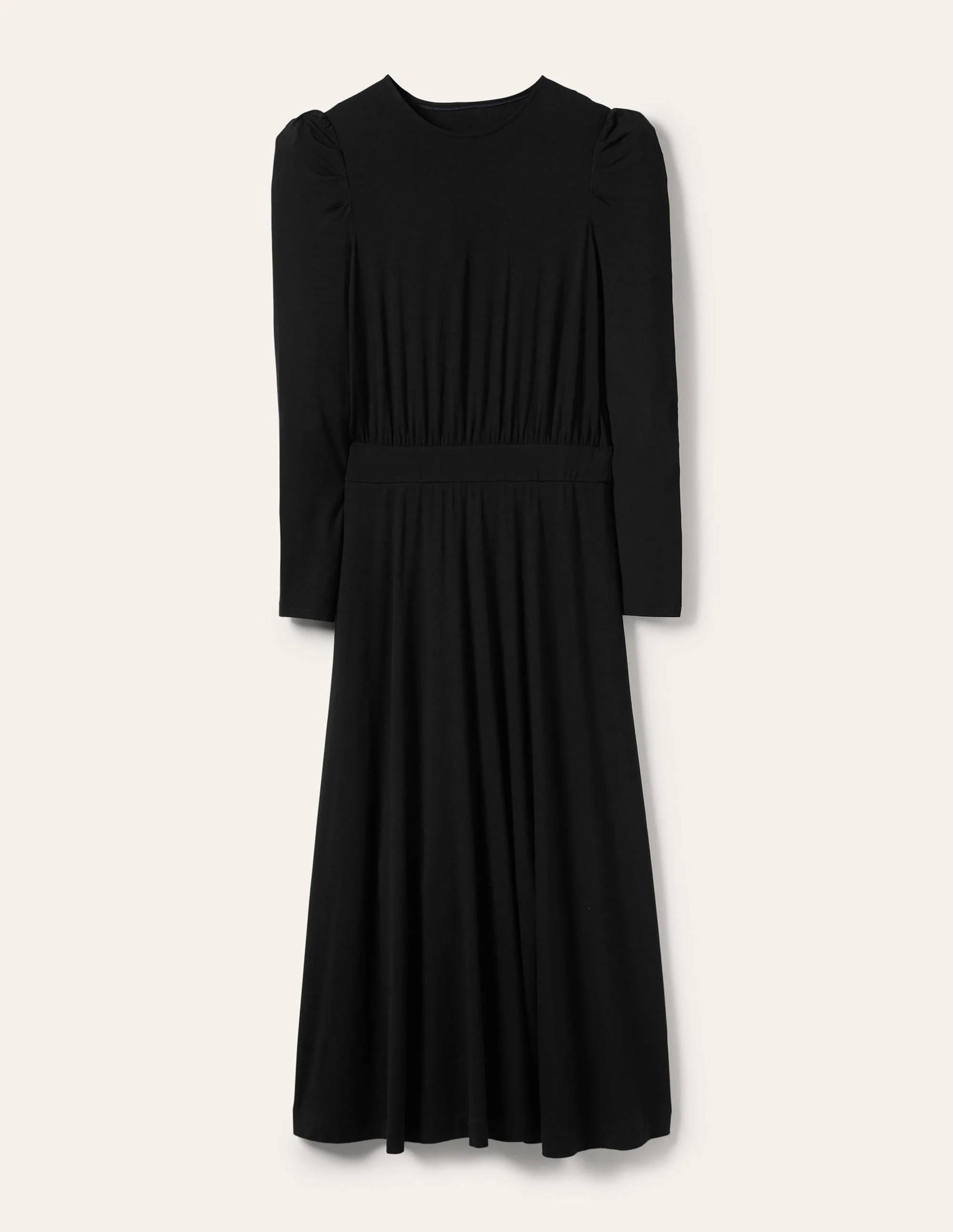 Jersey-Midikleid mit Puffärmeln-Schwarz - Image 7