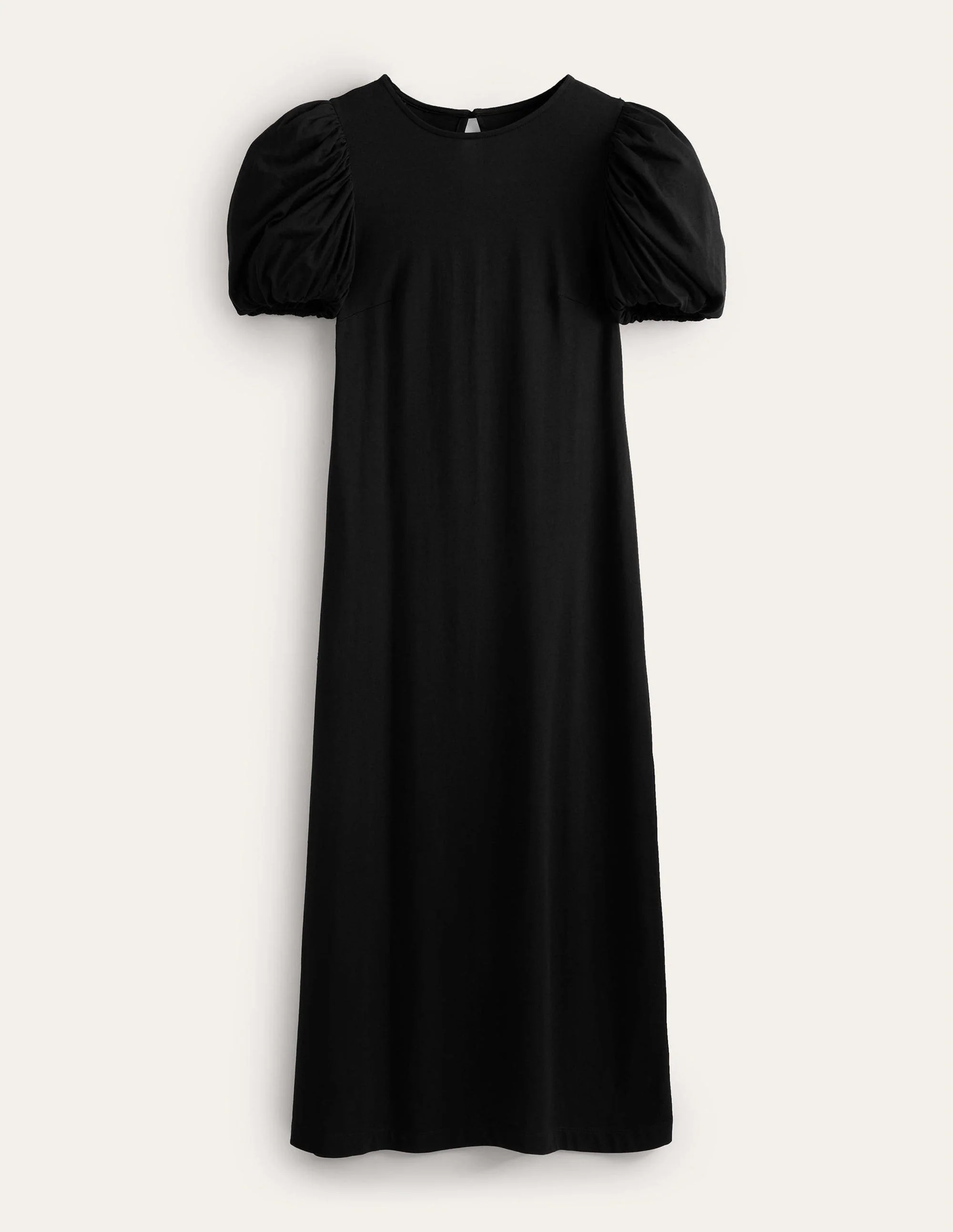 Jersey-Midikleid mit Puffärmeln-Schwarz - Image 6