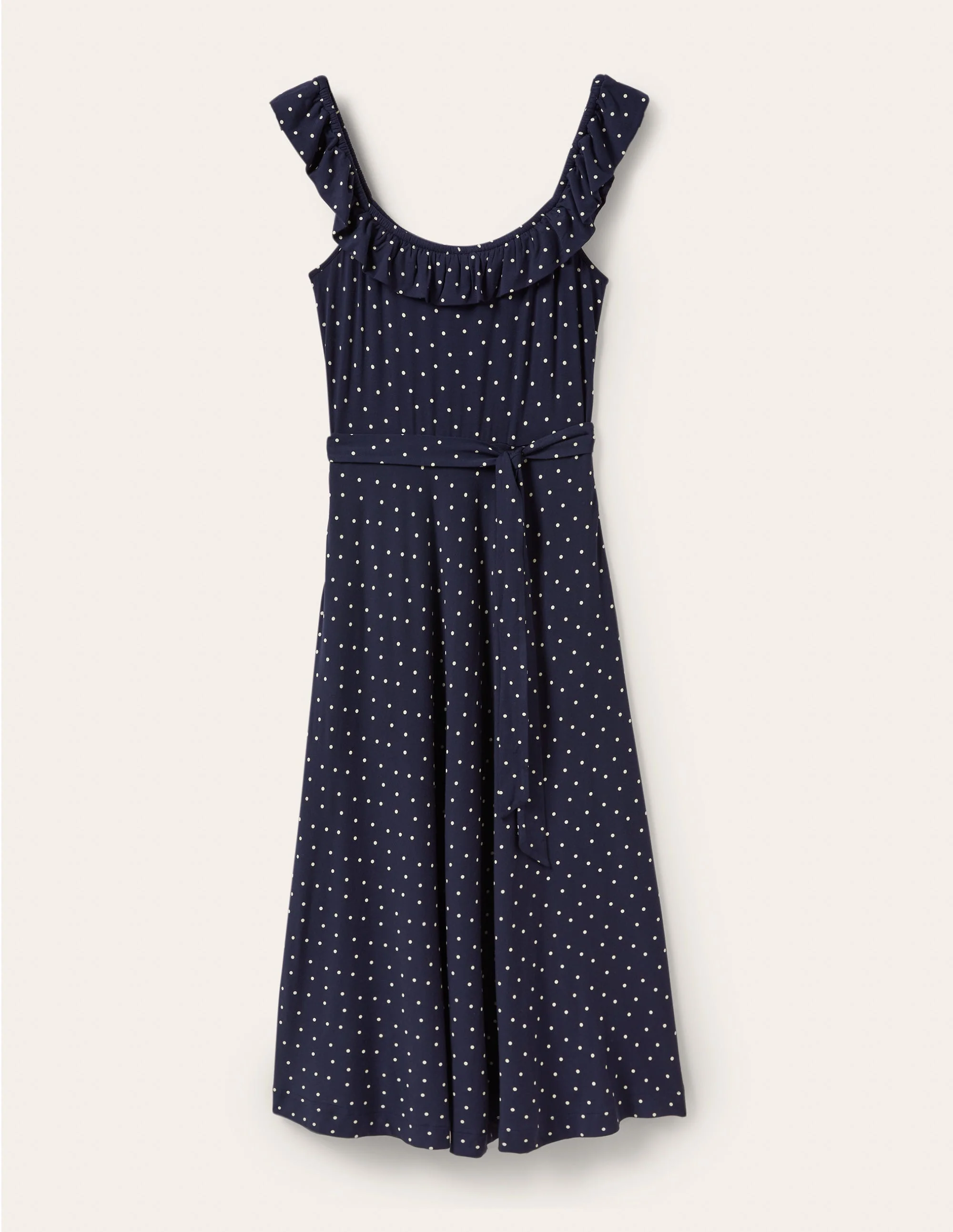 Jersey-Midikleid mit Rüschenkragen-Französisches Navy, Pünktchen - Image 5