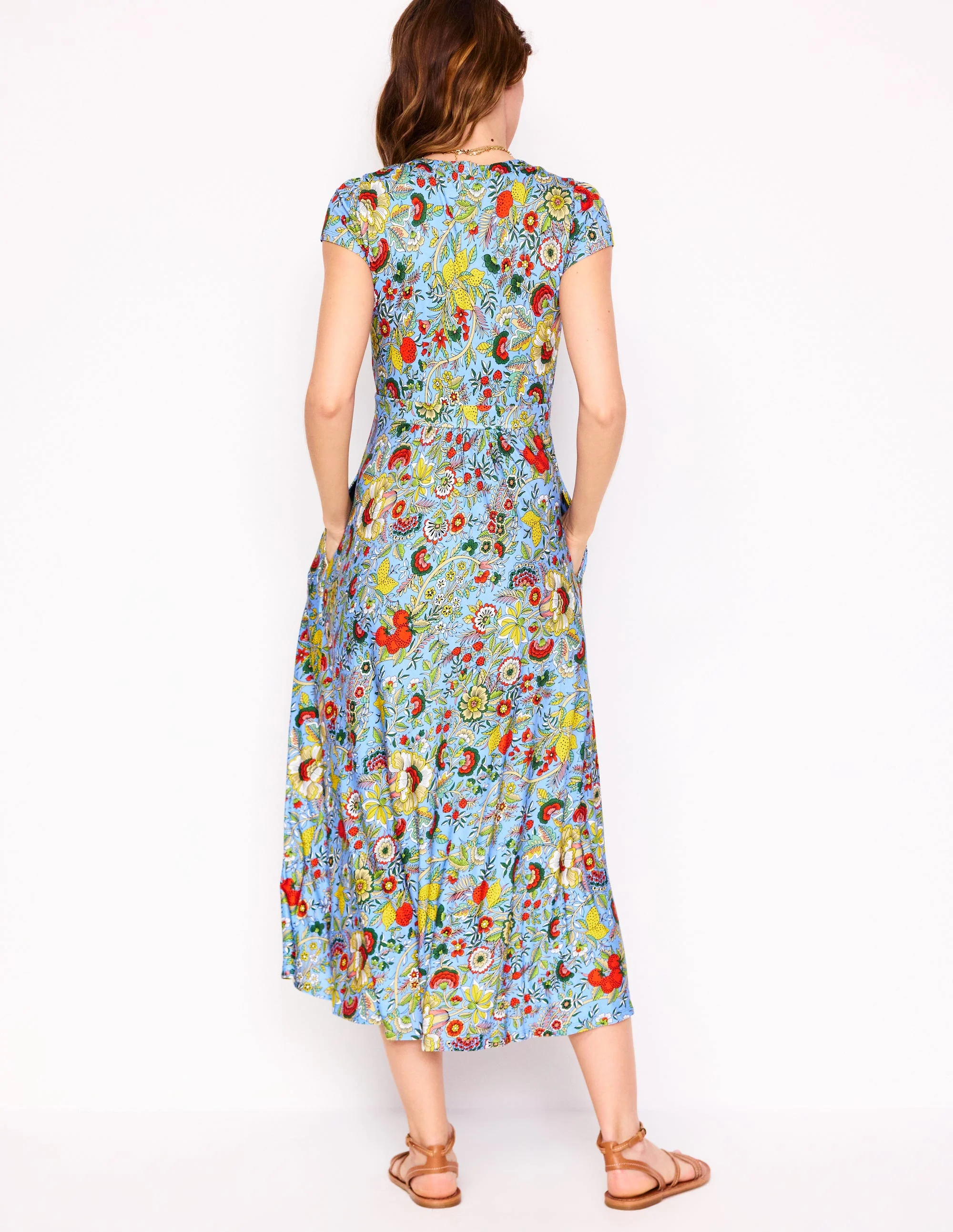 Jersey-Midikleid mit schrägem Rock-Bunt, Zitrusrebe - Image 3