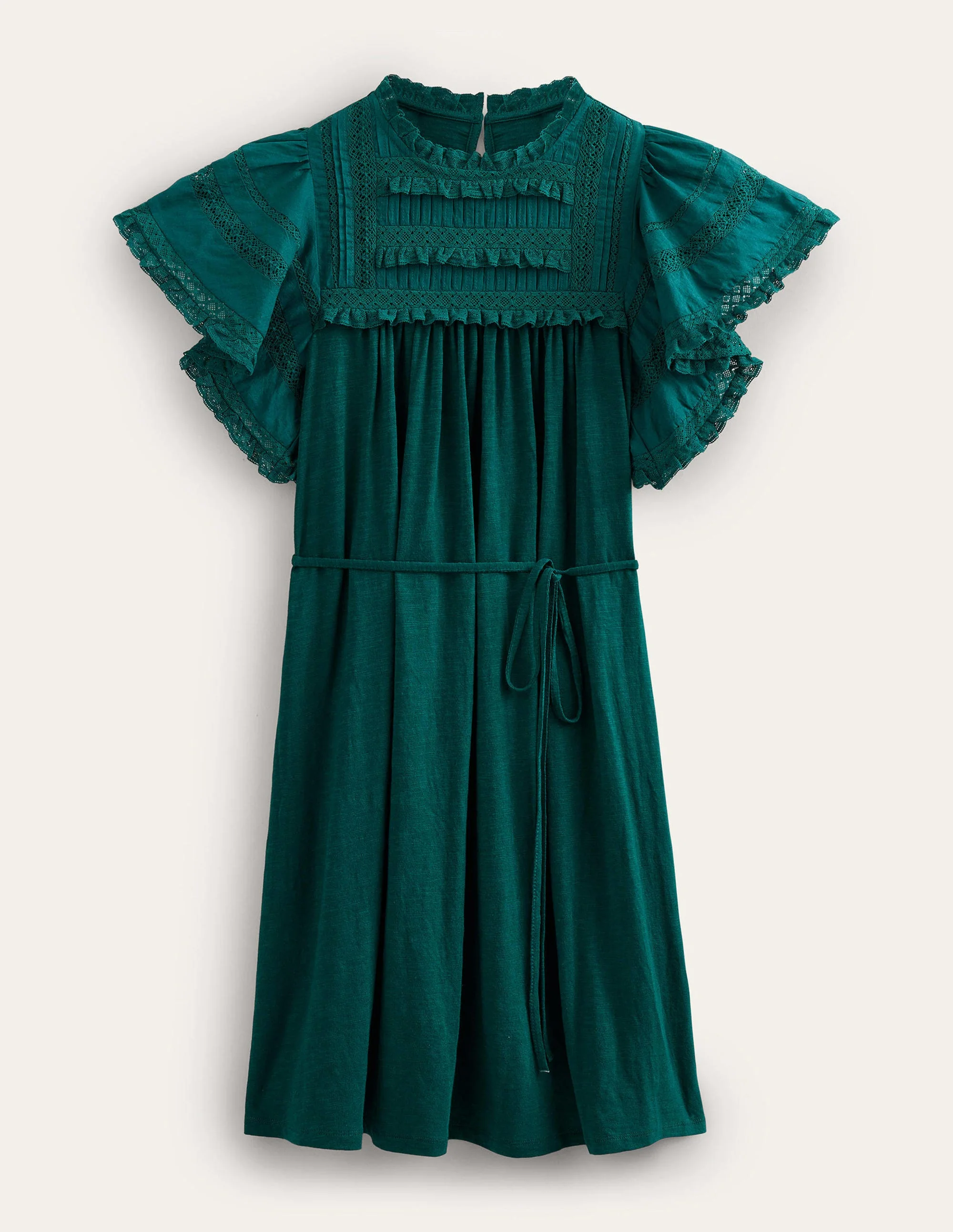 Jersey-Minikleid mit Bortendetail-Dunkles Smaragdgrün - Image 5