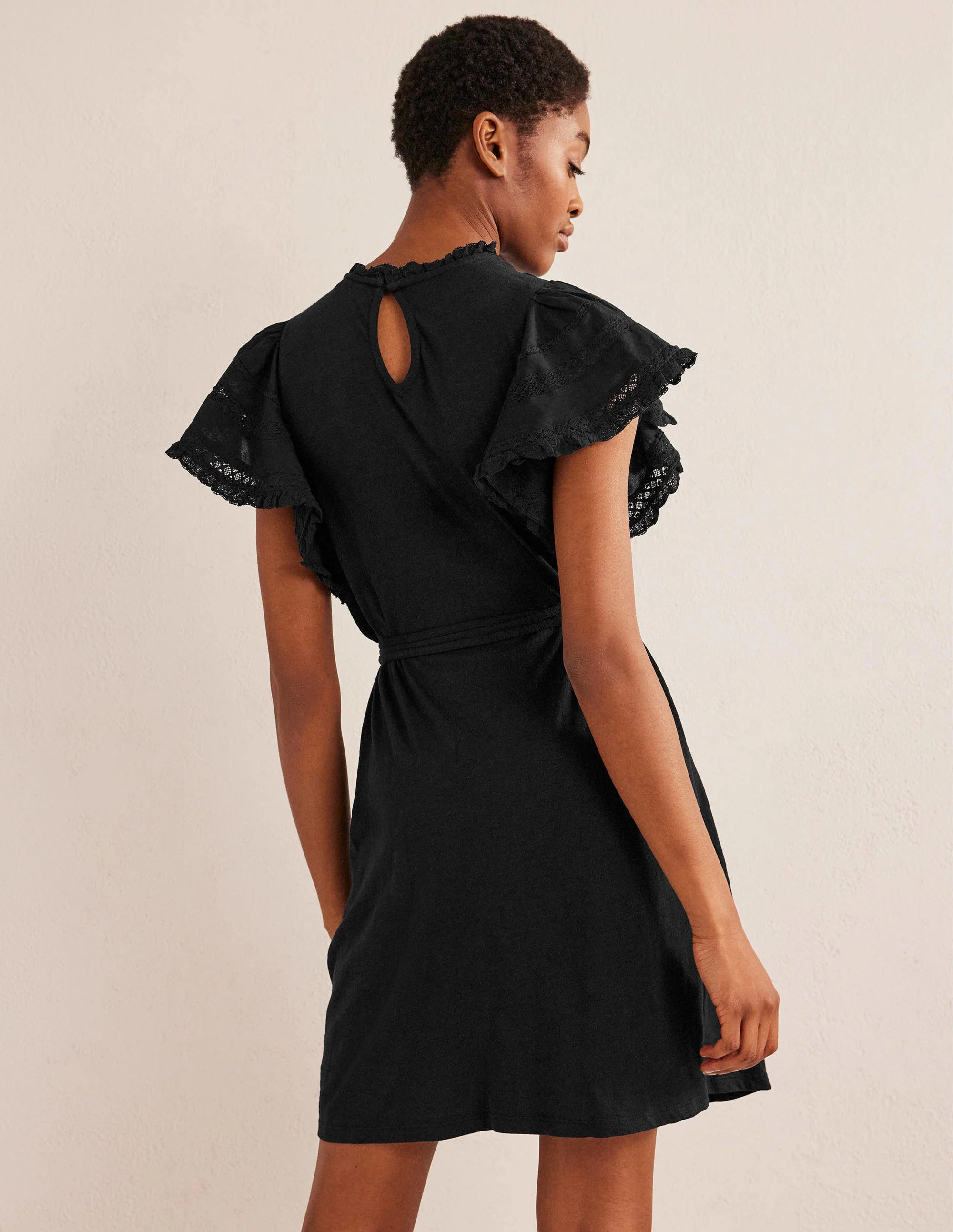 Jersey-Minikleid mit Bortendetail-Schwarz - Image 3