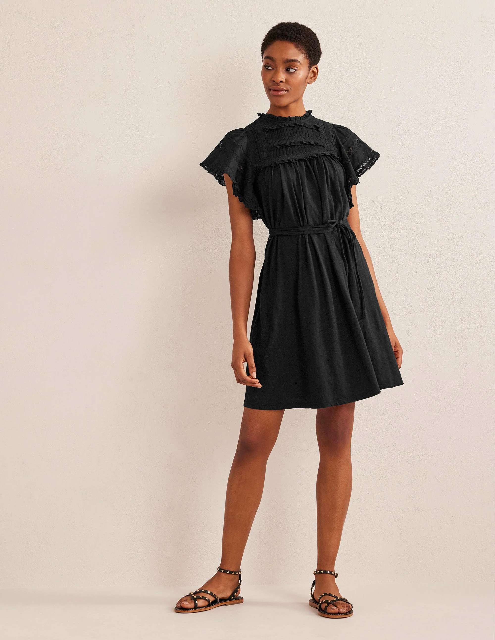Jersey-Minikleid mit Bortendetail-Schwarz - Image 4