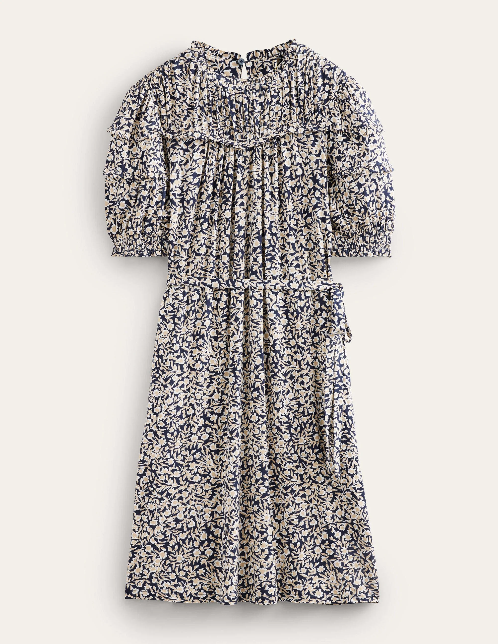 Jersey-Minikleid mit Passe-Marineblau, Abstrakte Weinranken - Image 5