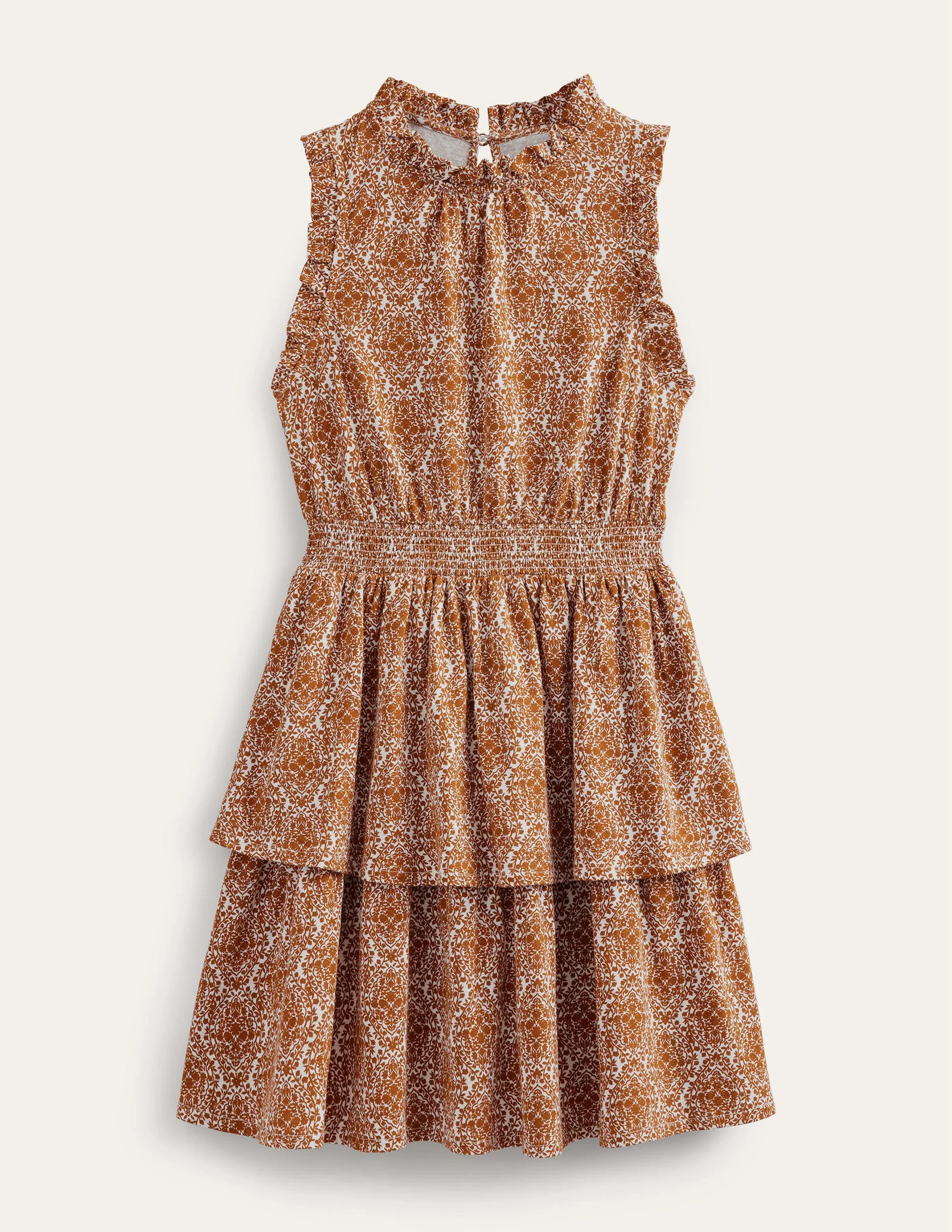 Jersey-Minikleid mit Rüschen-Kürbisorange, Weinranken - Image 5