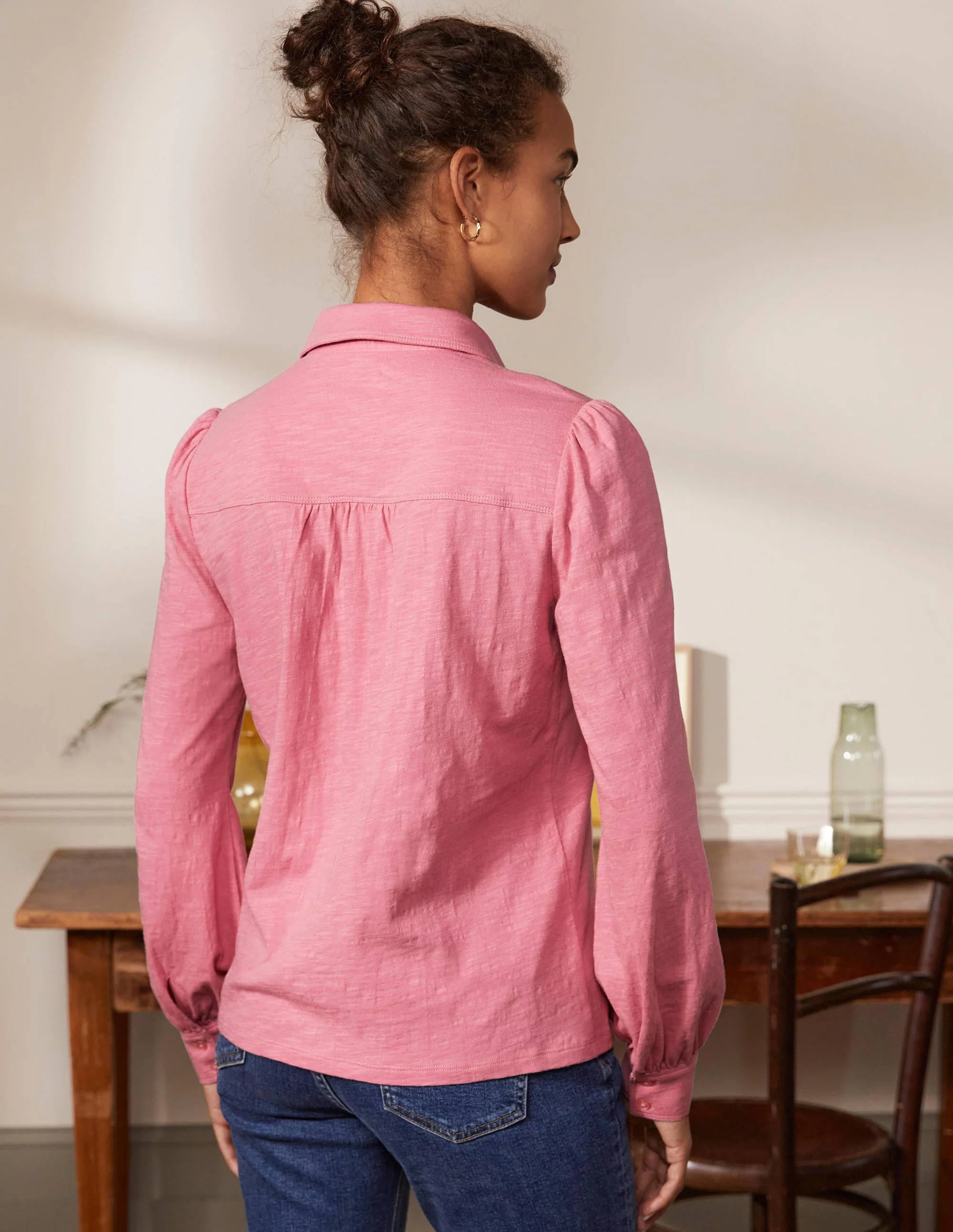 Jerseyhemd mit geraffter Schulterpartie-Graurosa - Image 2