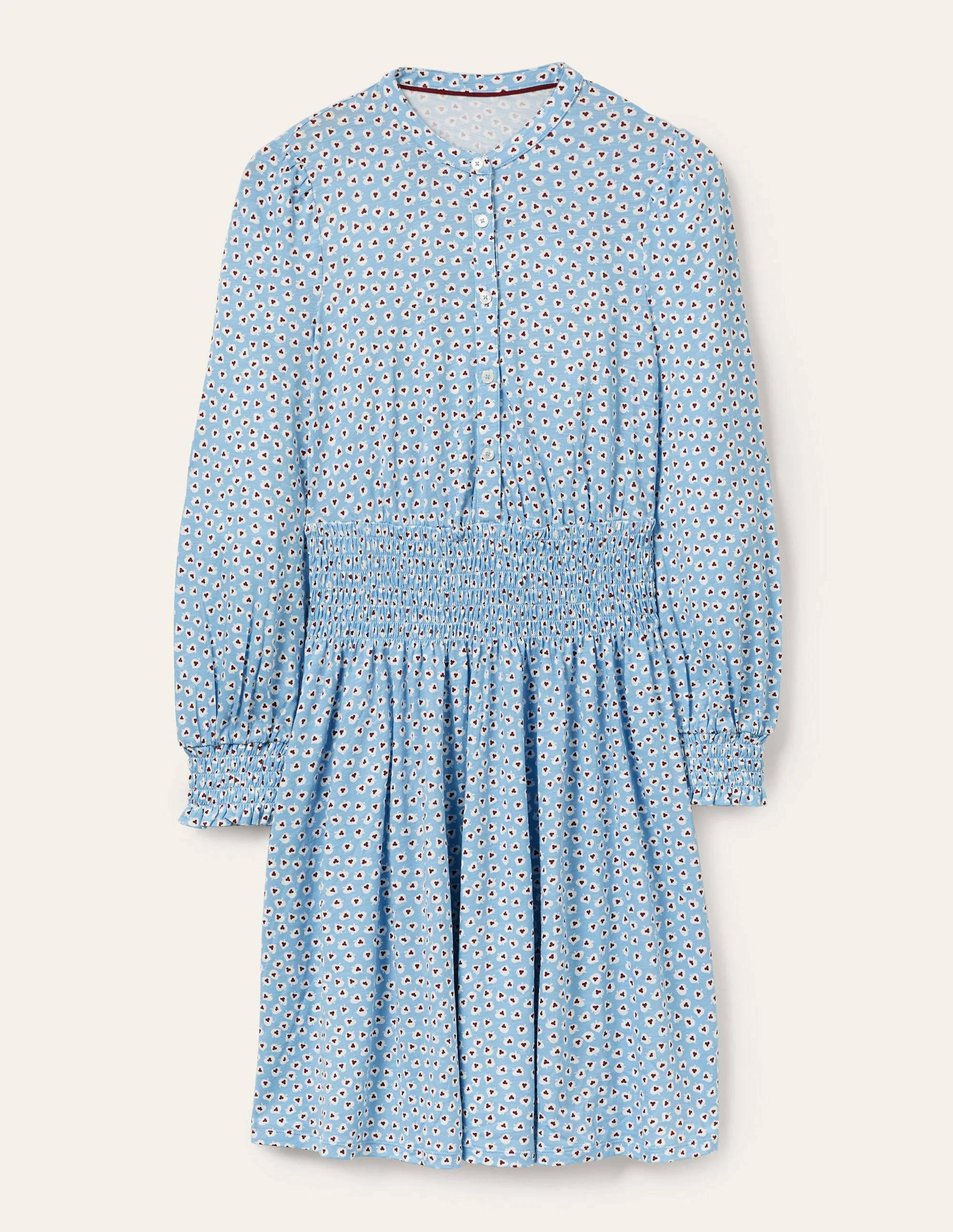 Jerseyhemdblusenkleid mit Smokdetail-Graublau, Herzförmiges Blatt - Image 5