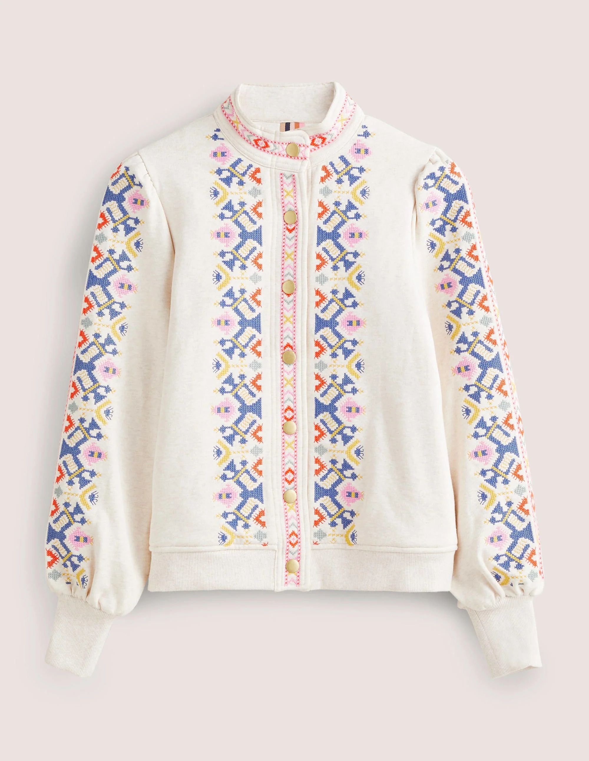 Jerseyjacke mit Stickerei-Hellbeige Meliert, Stickerei - Image 6