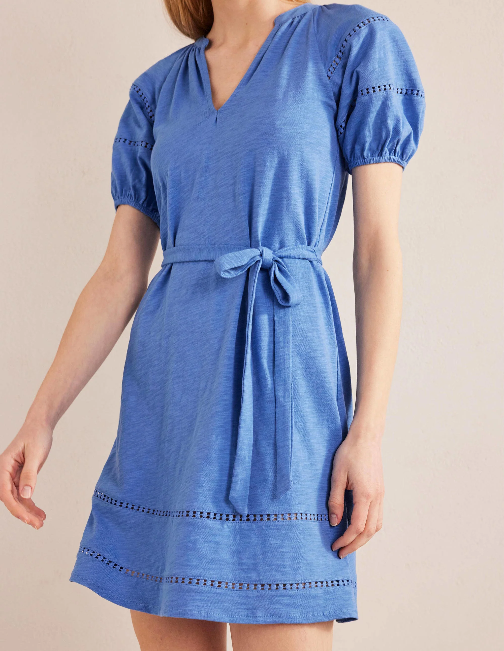 Jerseykleid mit Bortendetail-Porzellanblau - Image 4