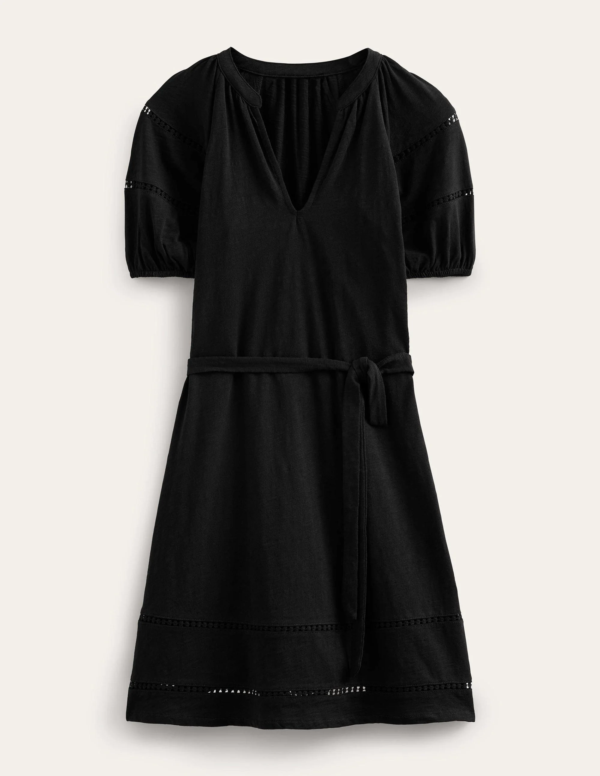 Jerseykleid mit Bortendetail-Schwarz - Image 6