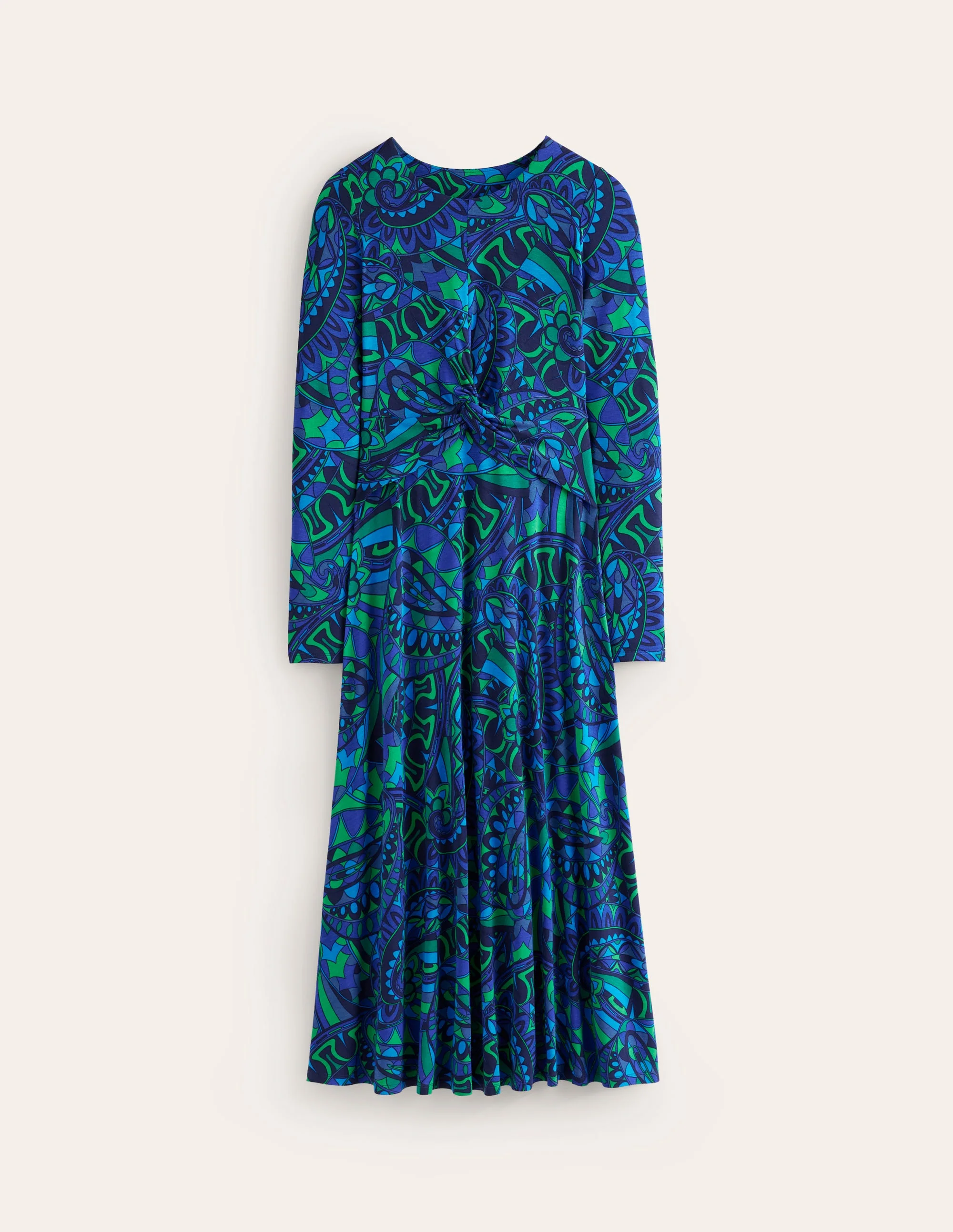 Jerseykleid mit gedrehter Taille-Astro Green/Skipper Fun Stripe - Image 5
