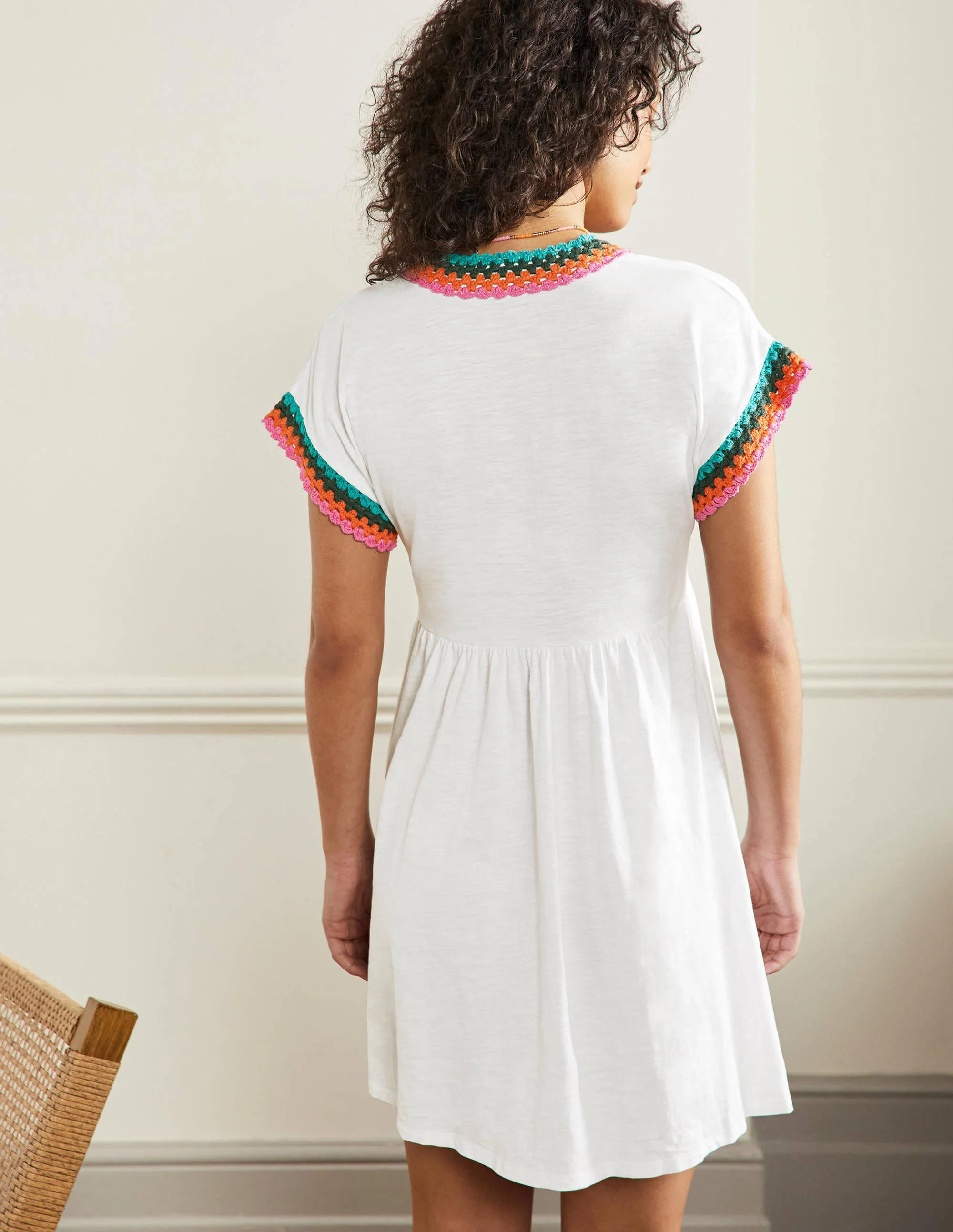 Jerseykleid mit Häkelborte-Weiß - Image 3