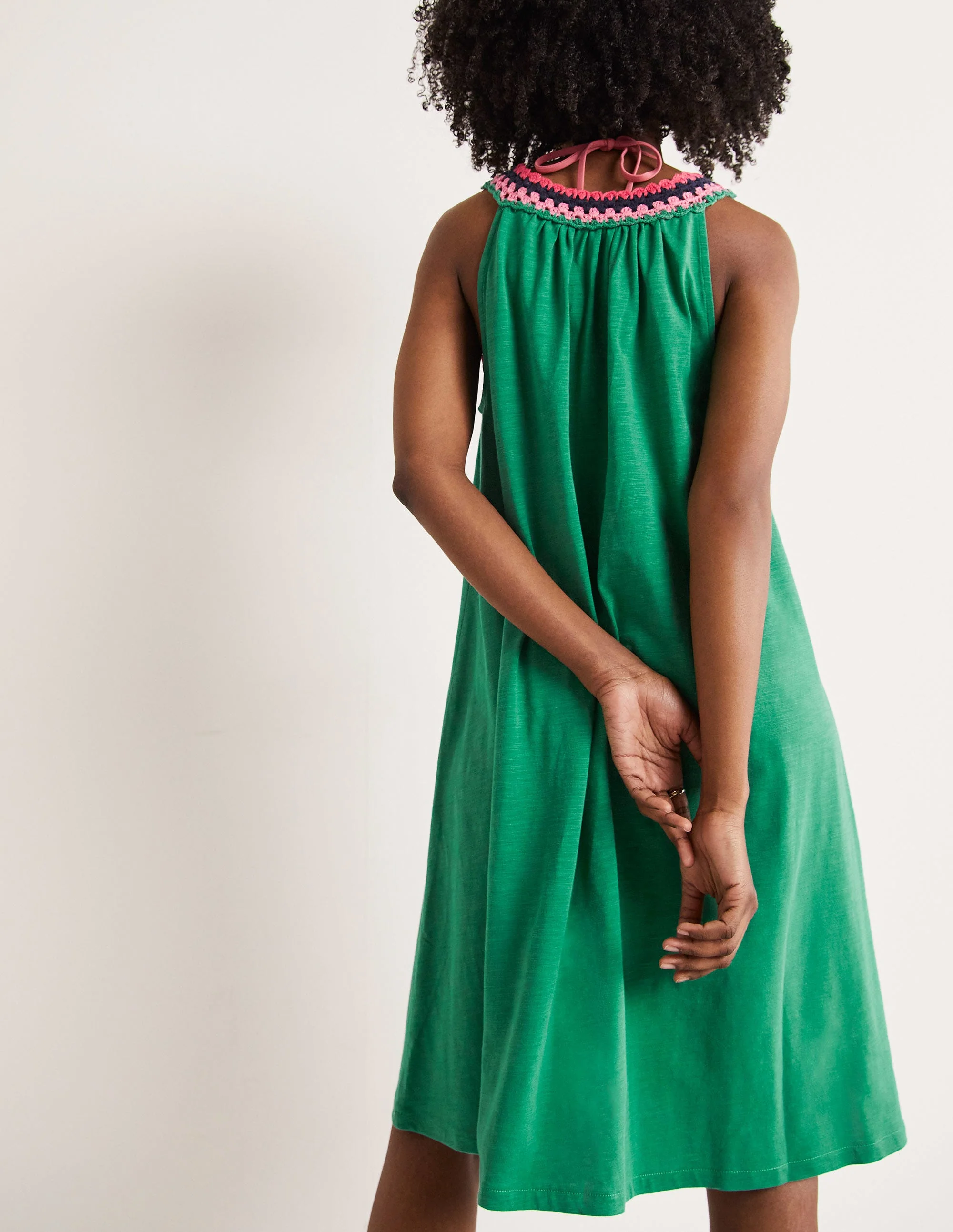 Jerseykleid mit Häkeldetails-Waldgrün - Image 3