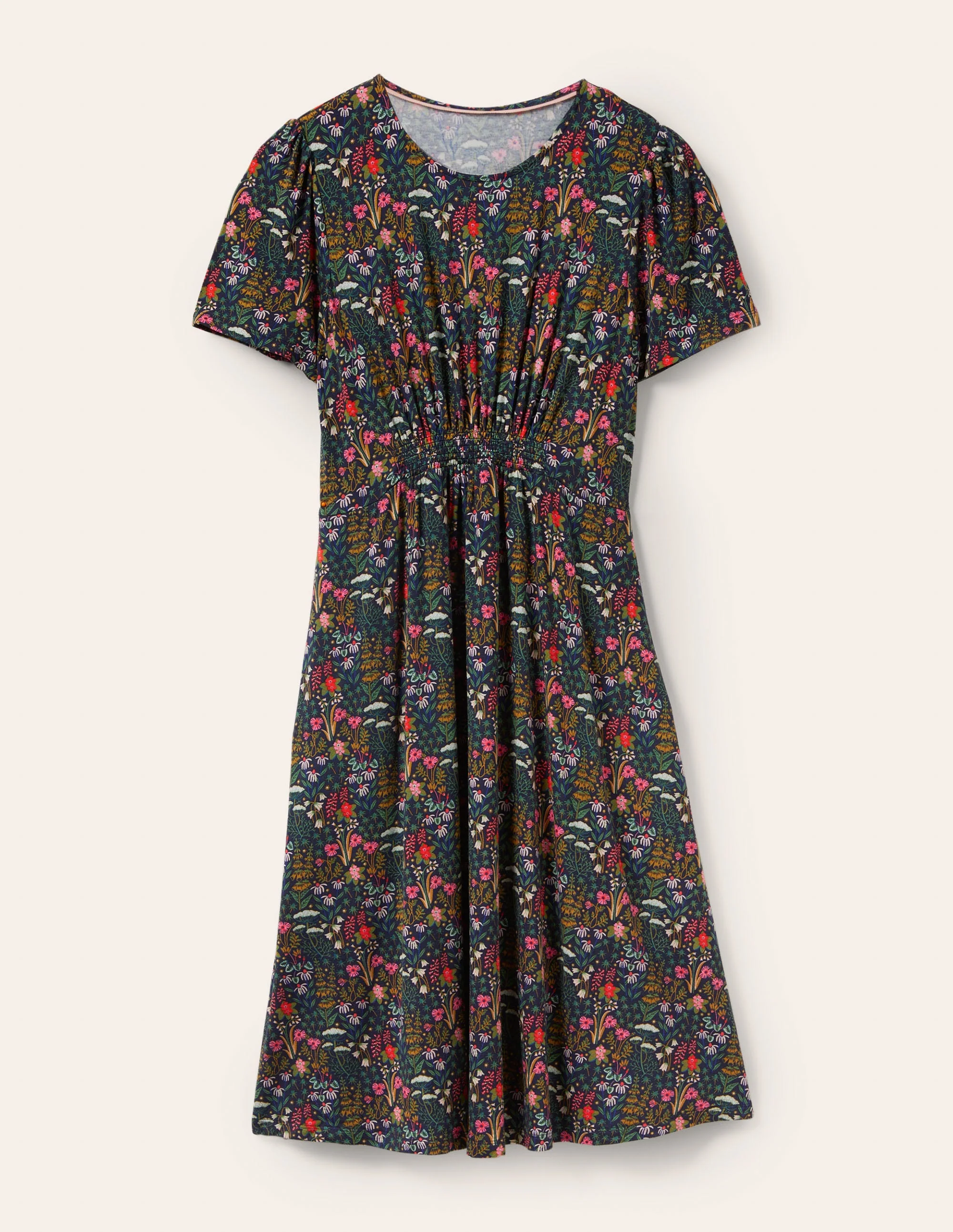 Jerseykleid mit Rundhalsausschnitt-Französisches Navy, Wildblumenblüten - Image 5