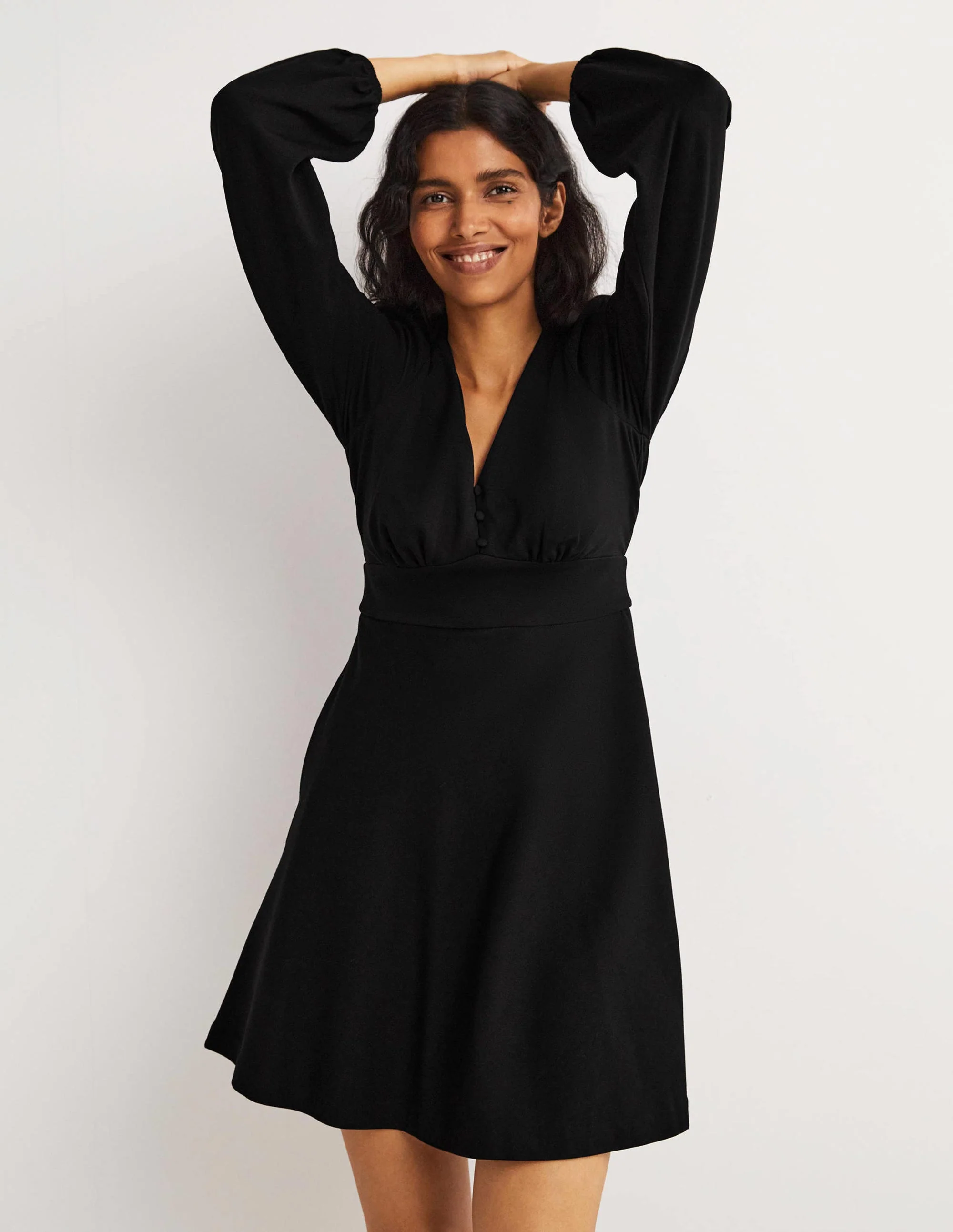 Jerseykleid mit V-Ausschnitt-Schwarz - Image 4