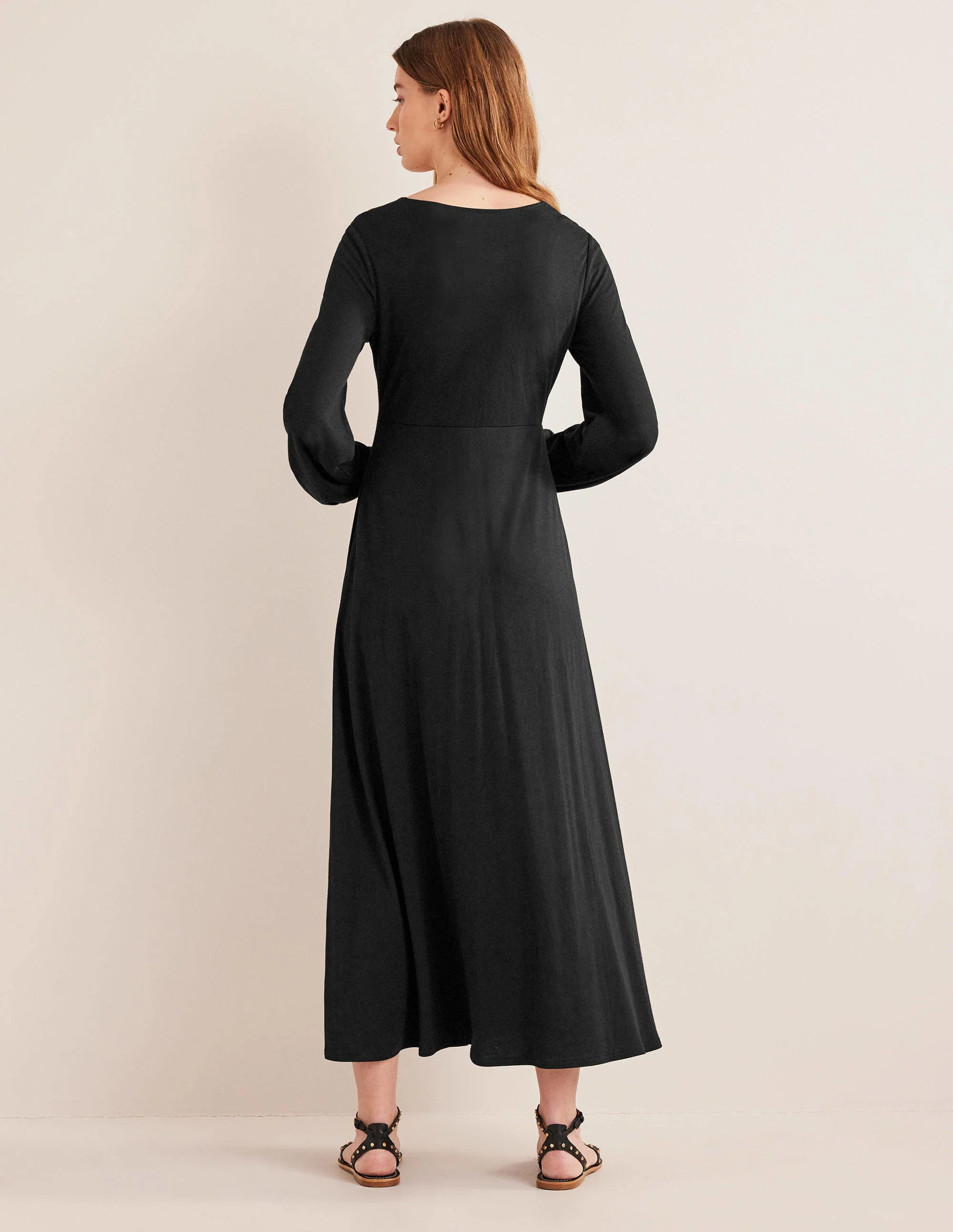 Jerseymaxikleid mit Schlüssellochausschnitt-Schwarz - Image 2