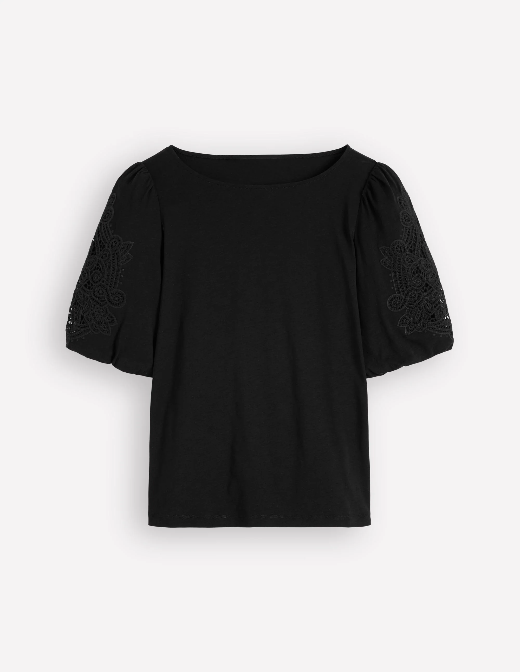 Jerseyoberteil mit Cutwork-Detail-Schwarz - Image 5