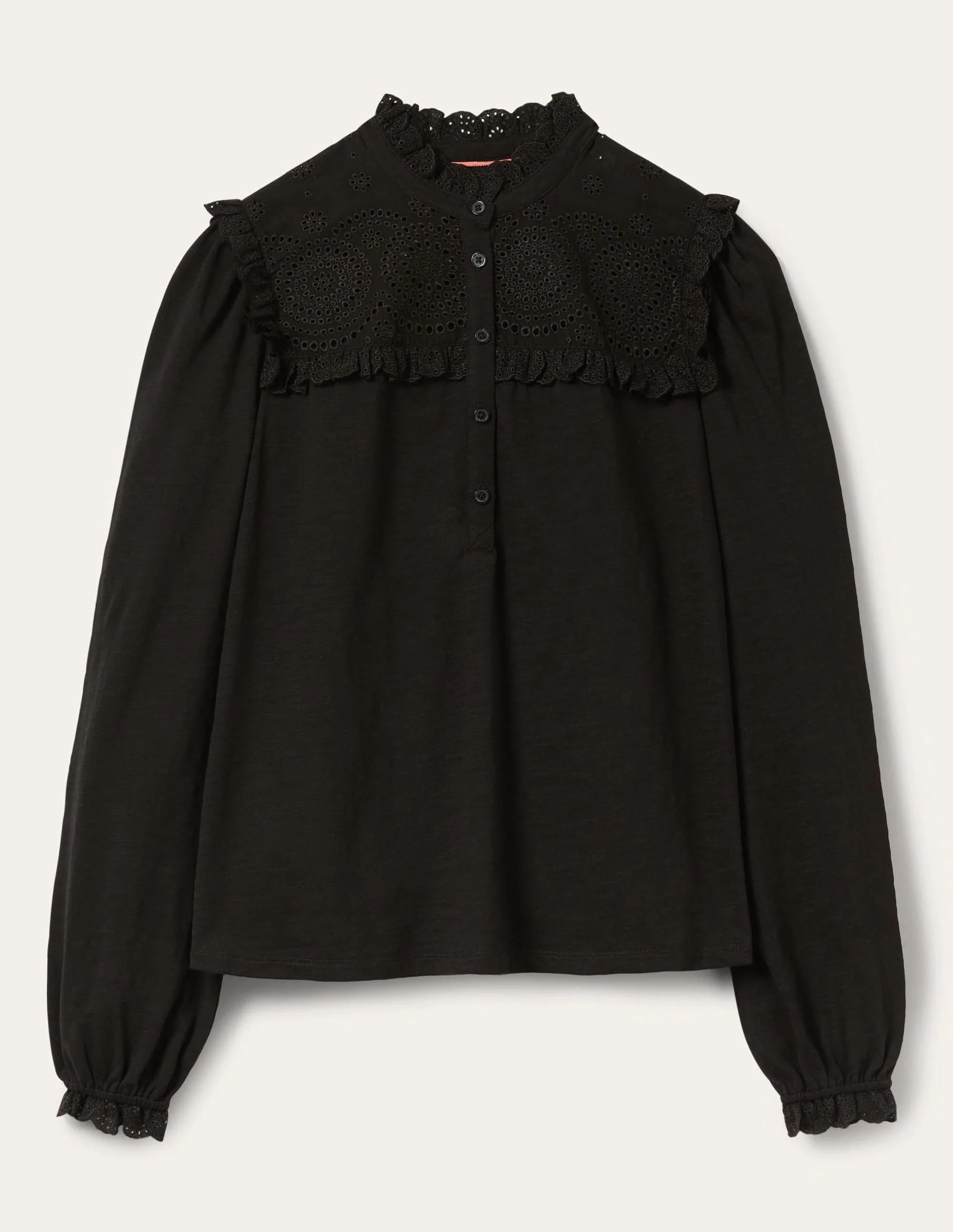Jerseyoberteil mit gerüschter Passe-Schwarz - Image 5