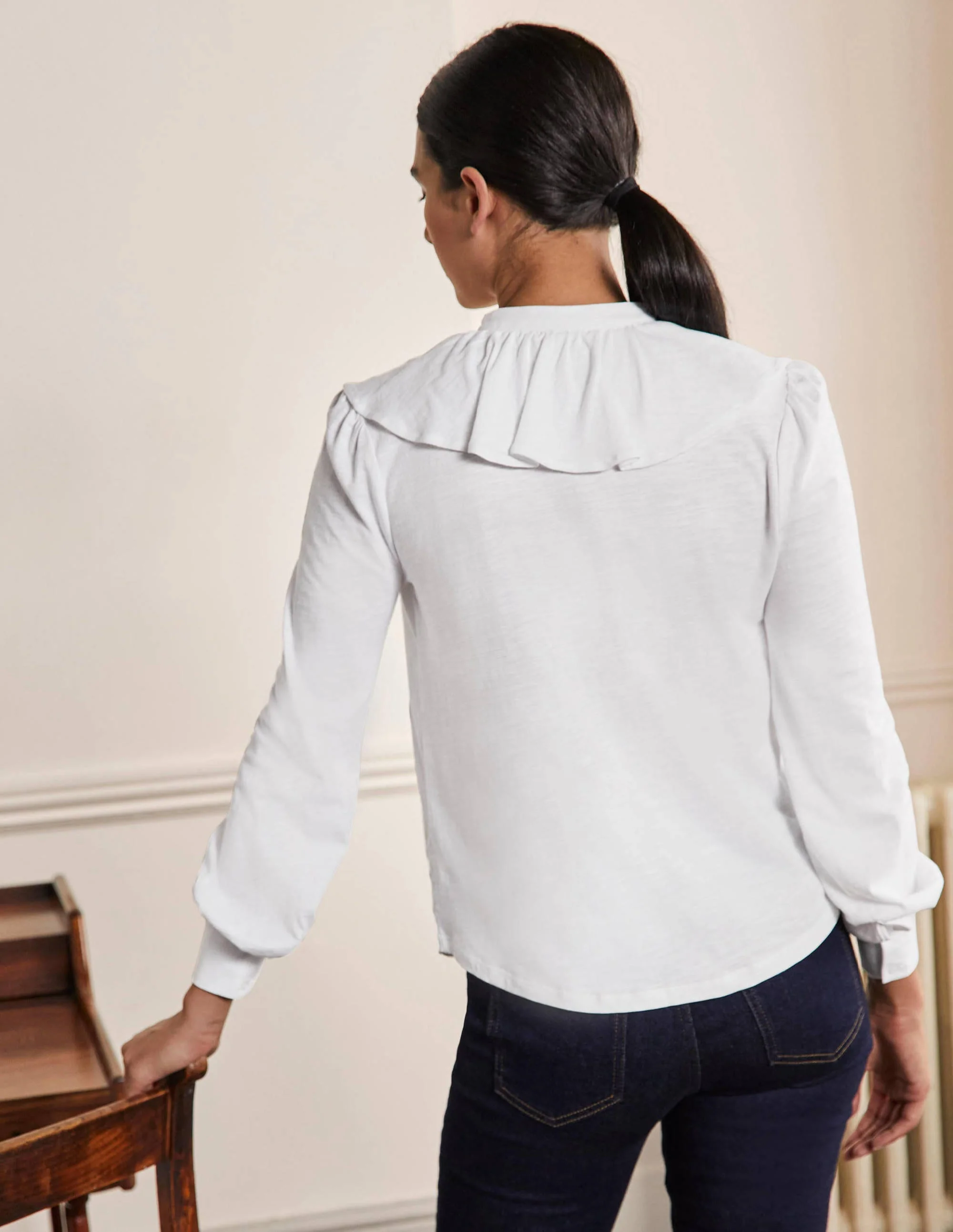 Jerseyshirt mit Rüschen vorne-Weiß - Image 3