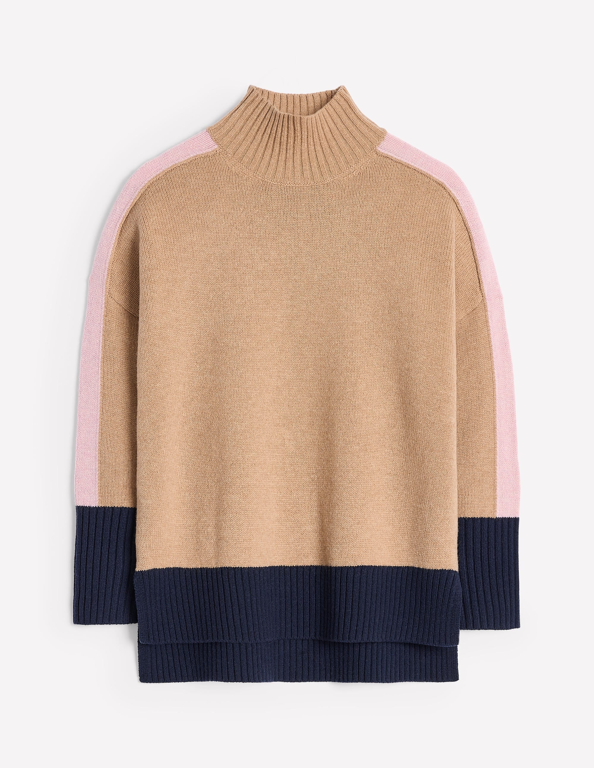 Jessica Oversize-Pullover-Kamelbraun Meliert, Blockfarben - Image 6