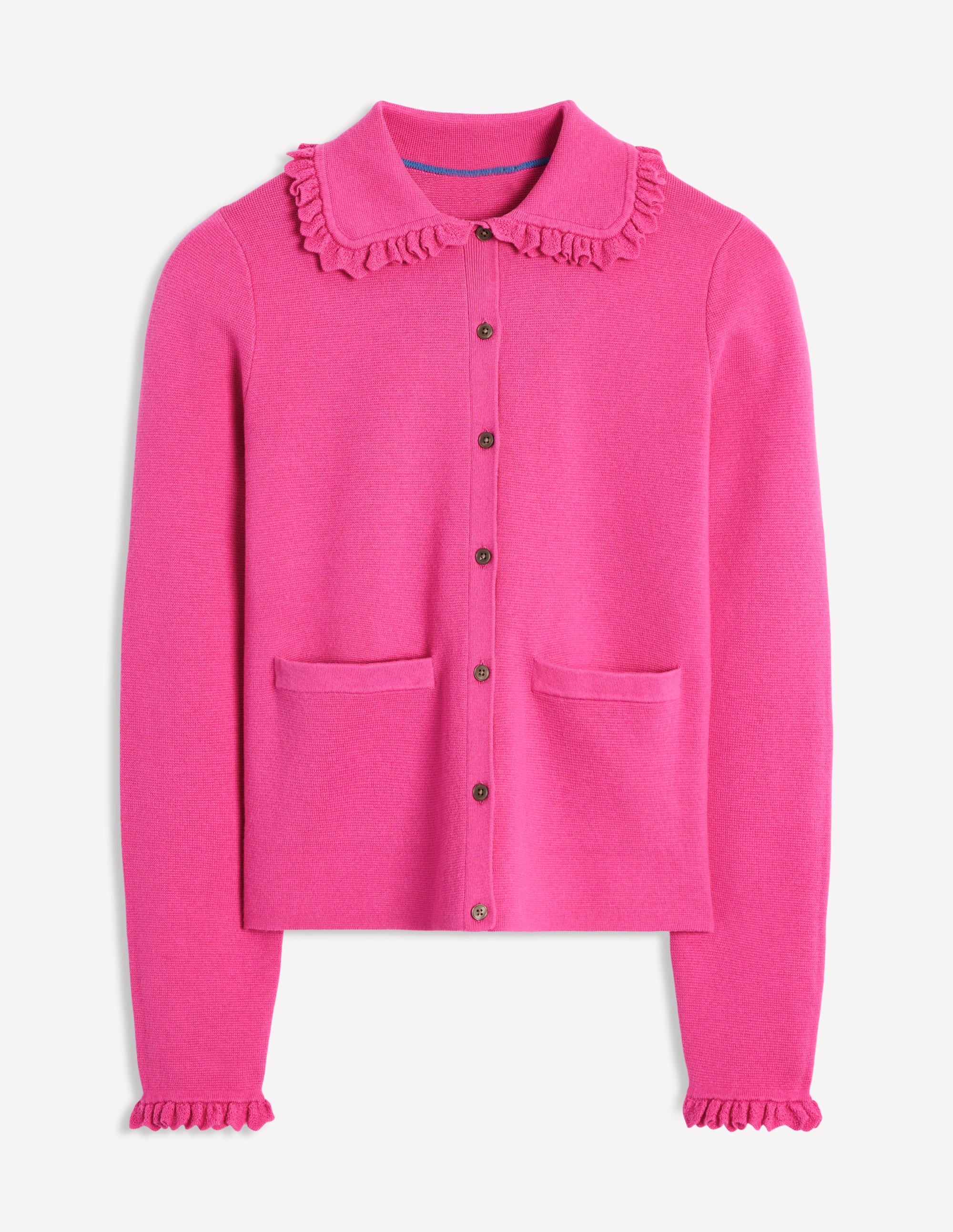 Jessie Strickjacke mit Kragen und Rüschen-Sorbet-Rosa - Image 5