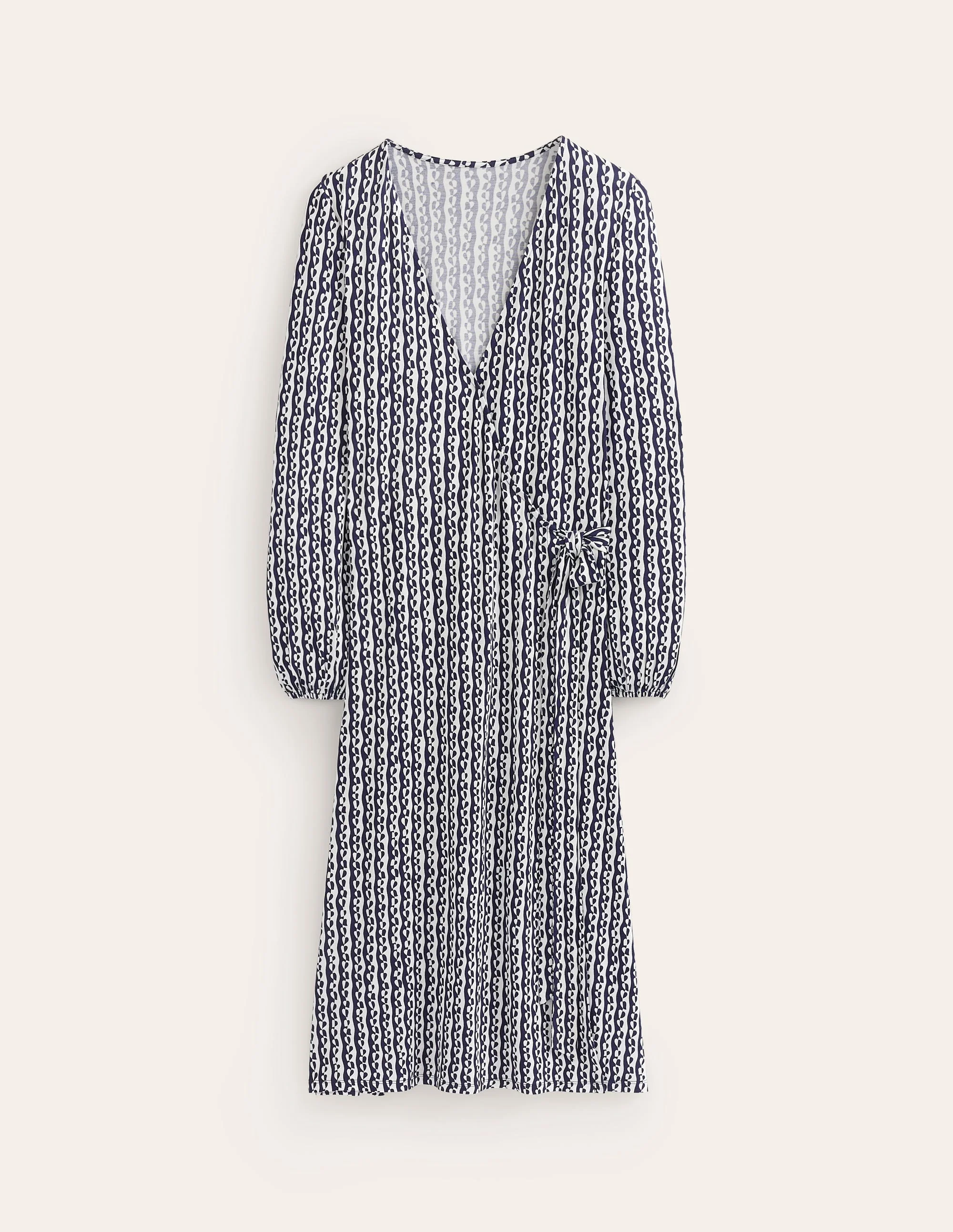 Joanna Midi-Wickelkleid aus Jersey-Französisches Marineblau, Abstrakt Herz - Image 6