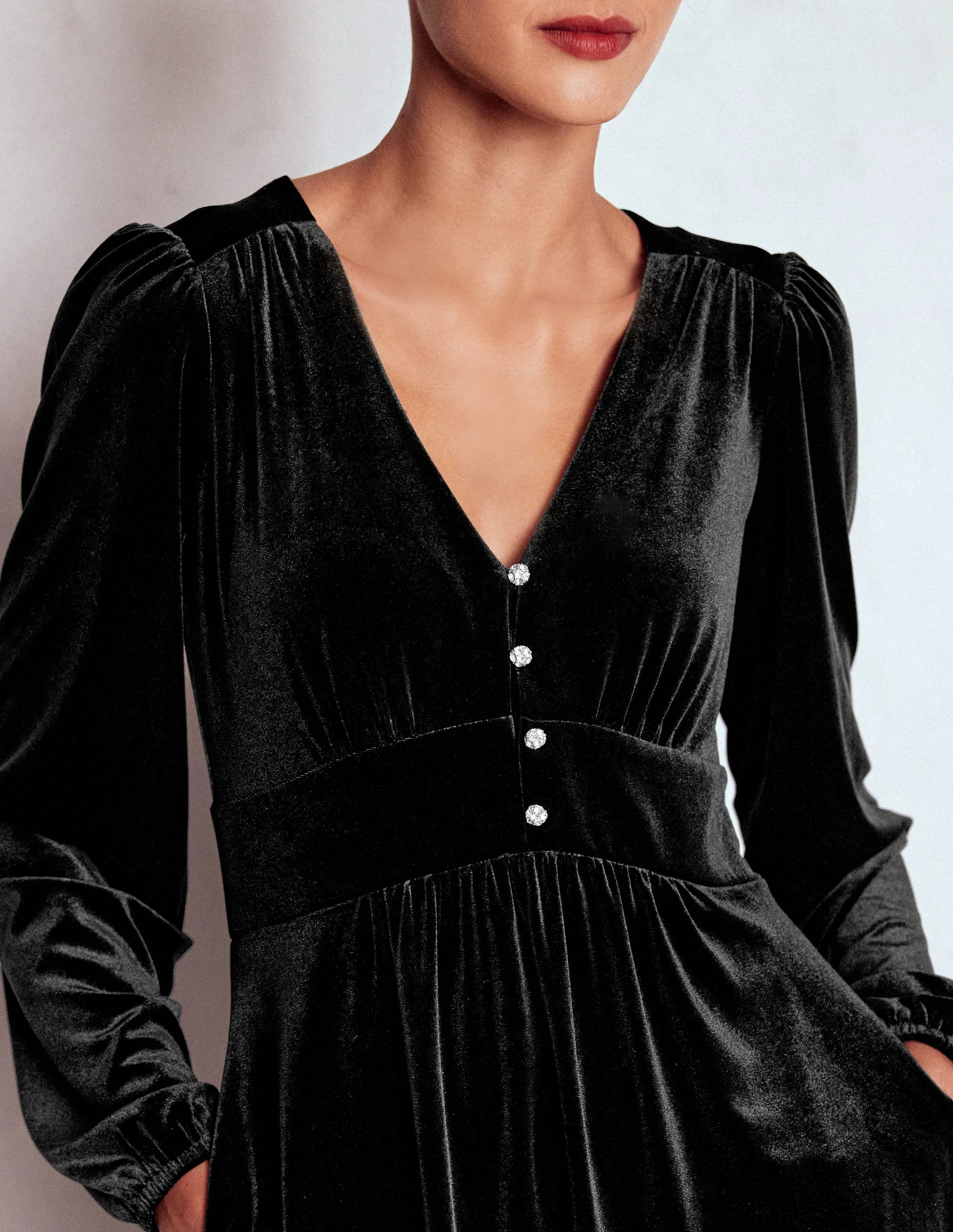 Jocelyn Kurzes Samtkleid-Schwarz - Image 2