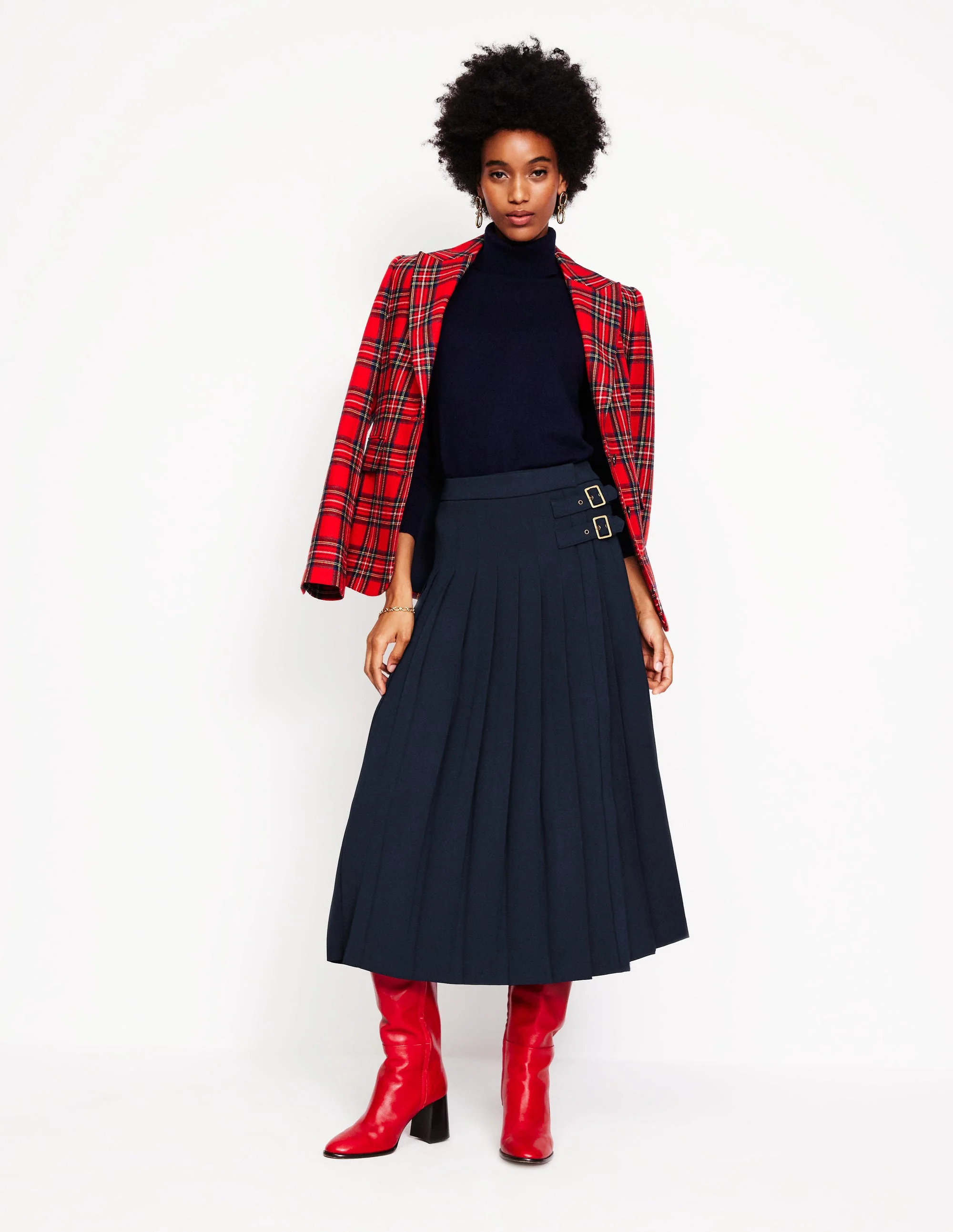 Josephine Midi-Schottenrock-Aqua Marine Marl