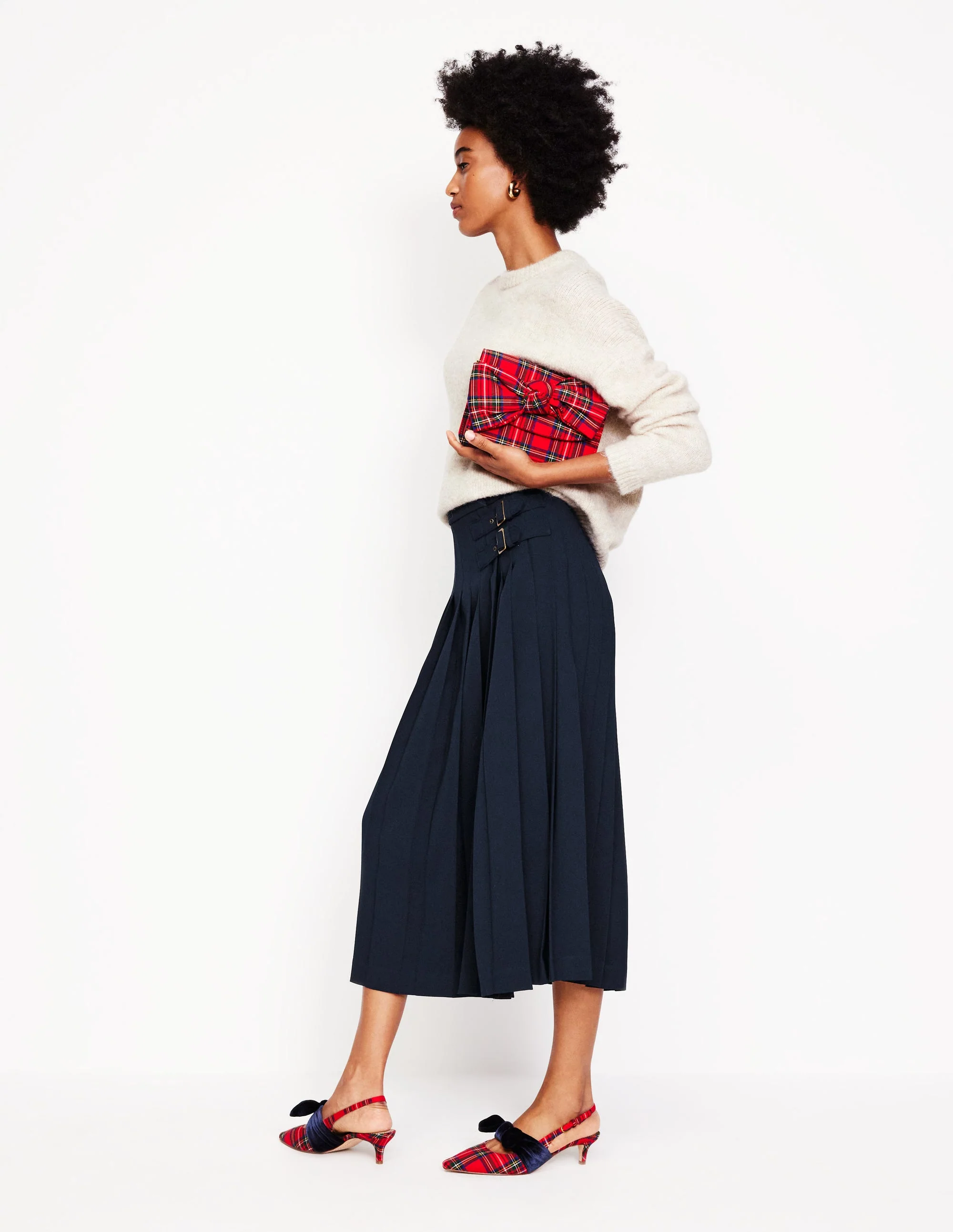 Josephine Midi-Schottenrock-Aqua Marine Marl - Image 5