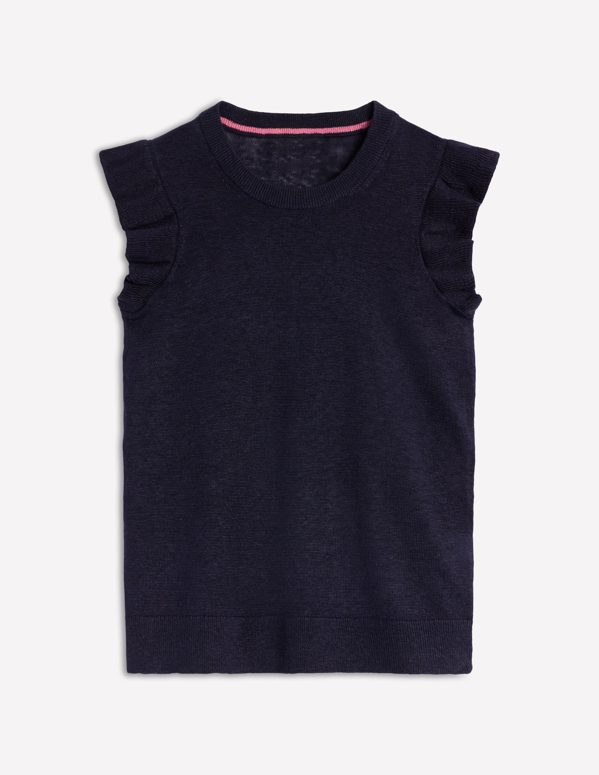 Josie Leinentop mit Rüschen-Aqua Marine Marl - Image 6