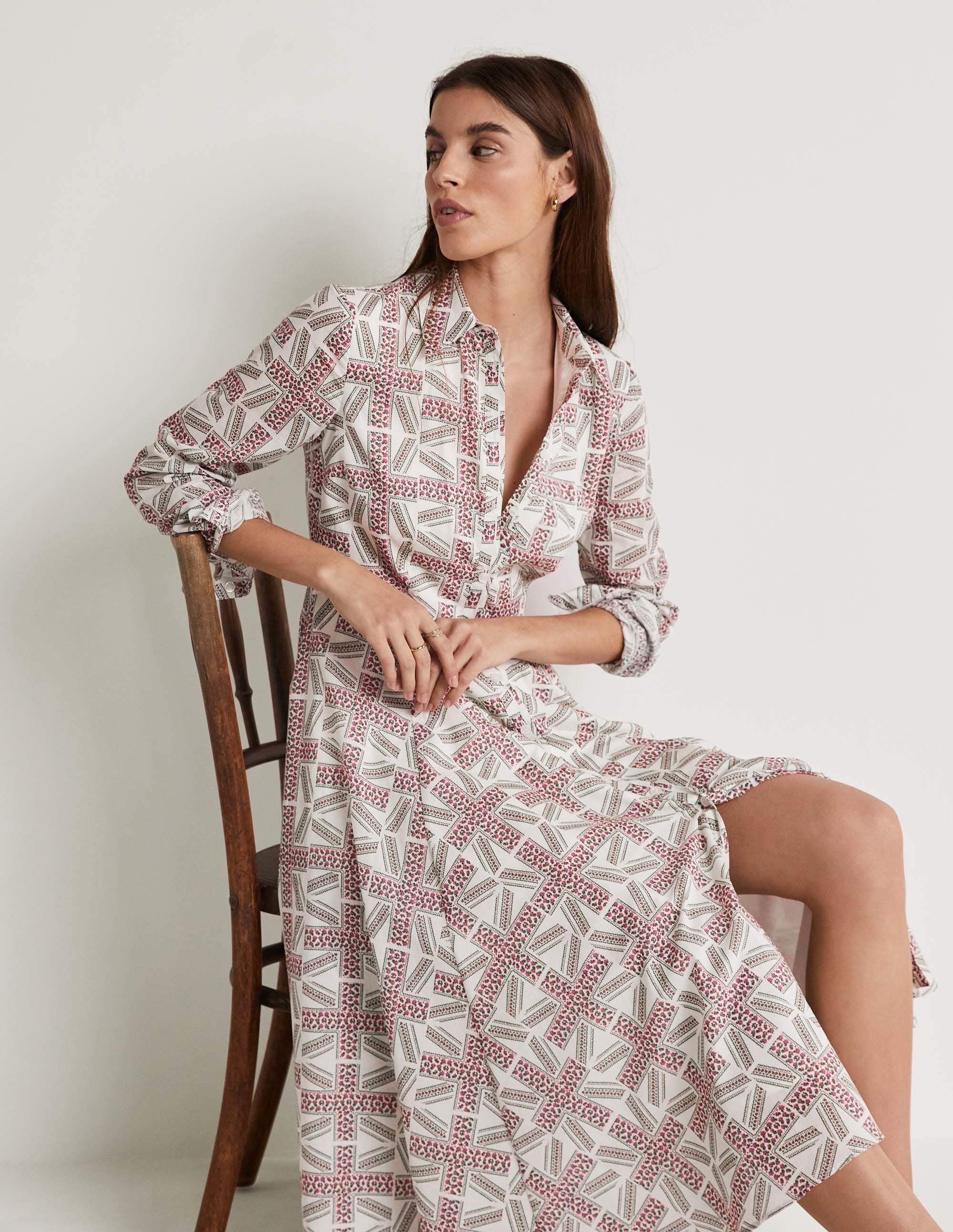 Jubilee Midi-Hemdblusenkleid-Naturweiß, Royale Blüten - Image 7