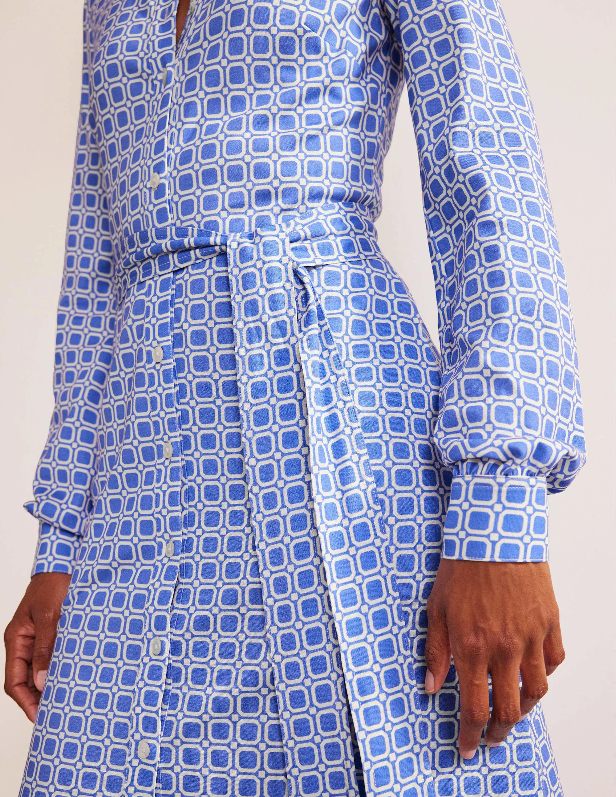 Julia Hemdblusenkleid aus Jersey-Cyanblau, Block Cube - Image 2
