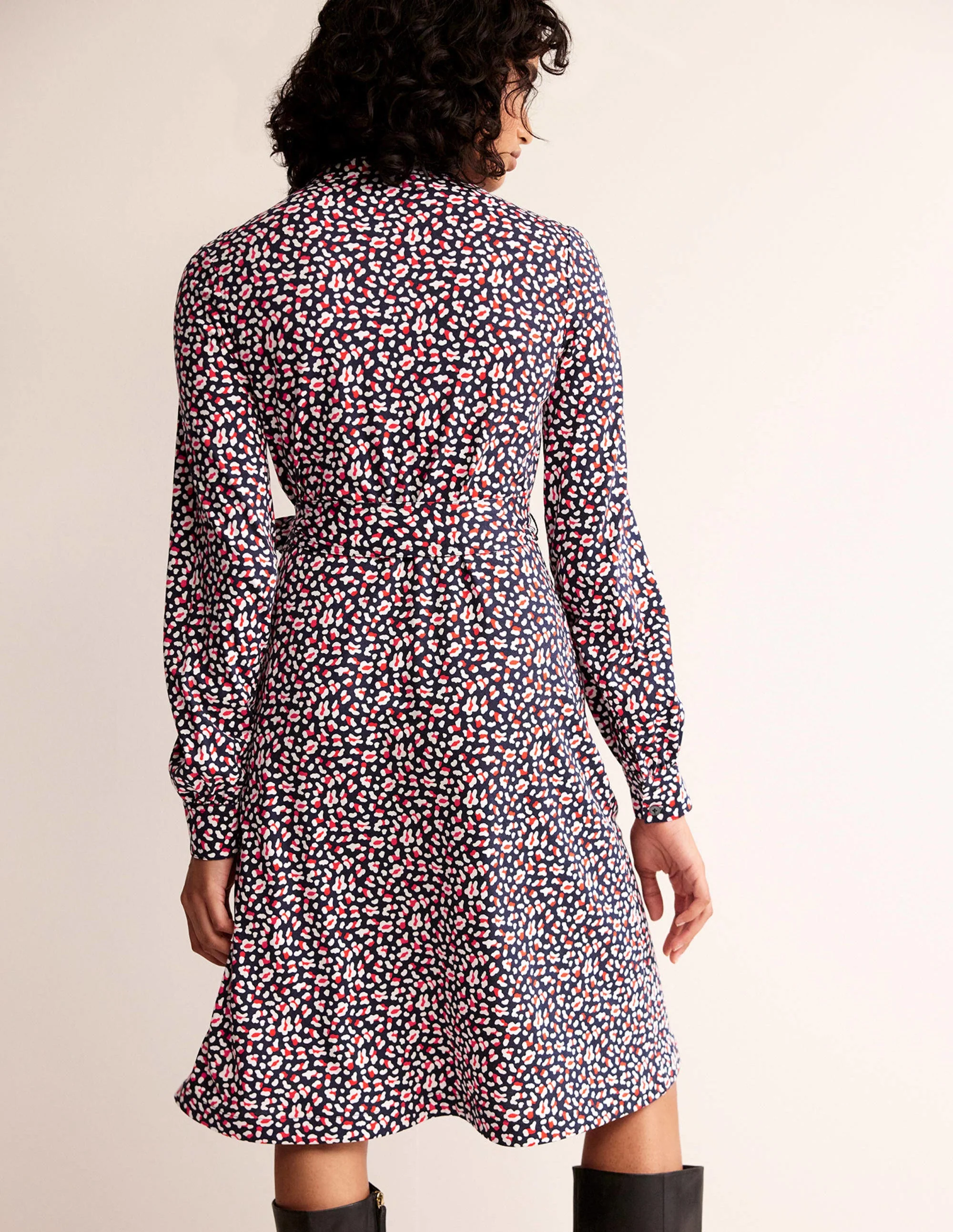 Julia Hemdblusenkleid aus Jersey-Französches Marineblau, Tiermuster - Image 3