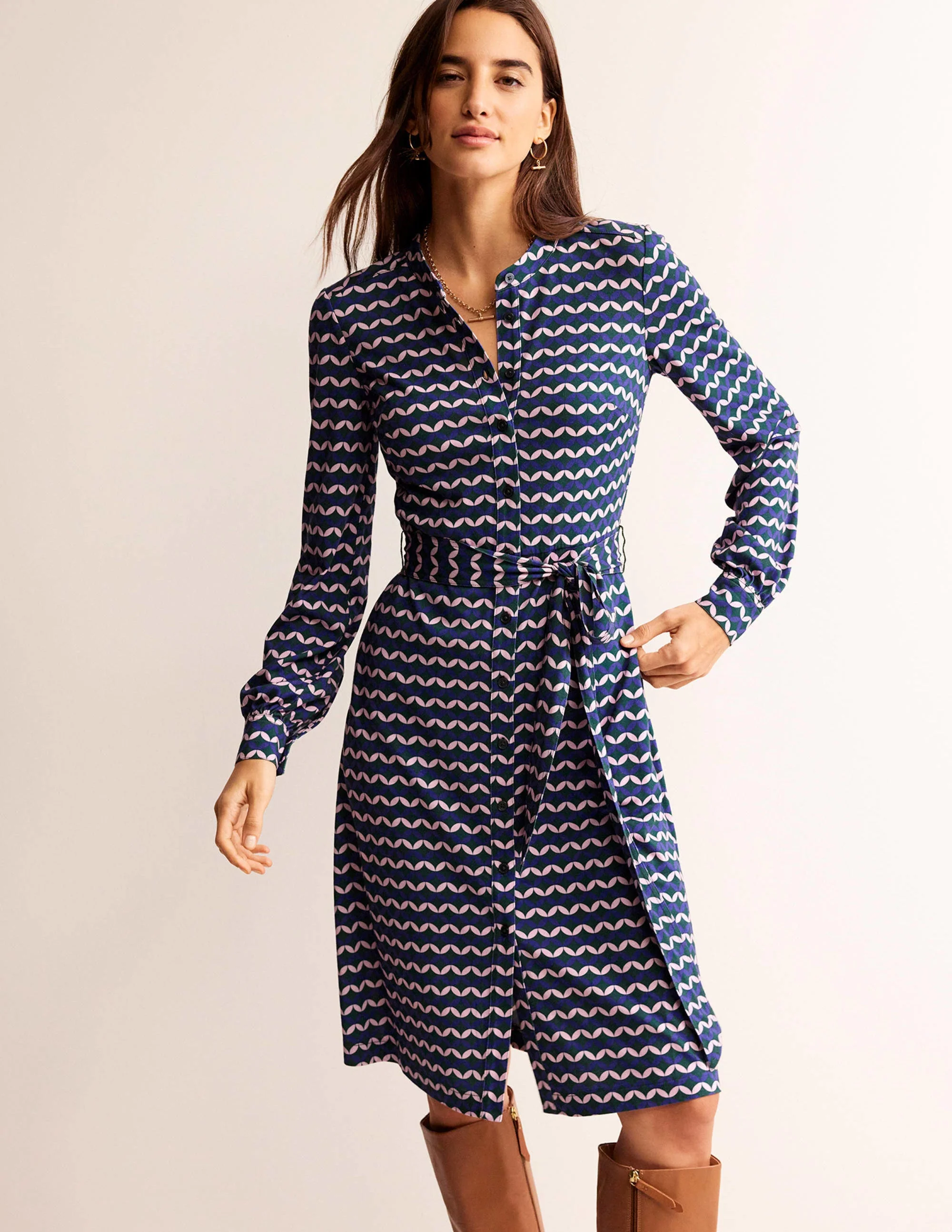 Julia Hemdblusenkleid aus Jersey-Surf the Web, Diamond Terrace