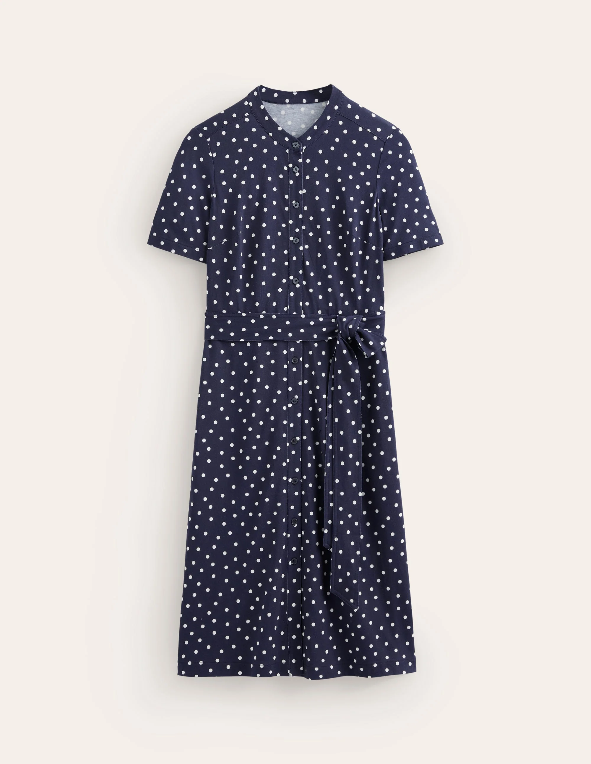 Julia Hemdblusenkleid mit kurzen Ärmeln-Marineblau, verstreute Punkte - Image 5