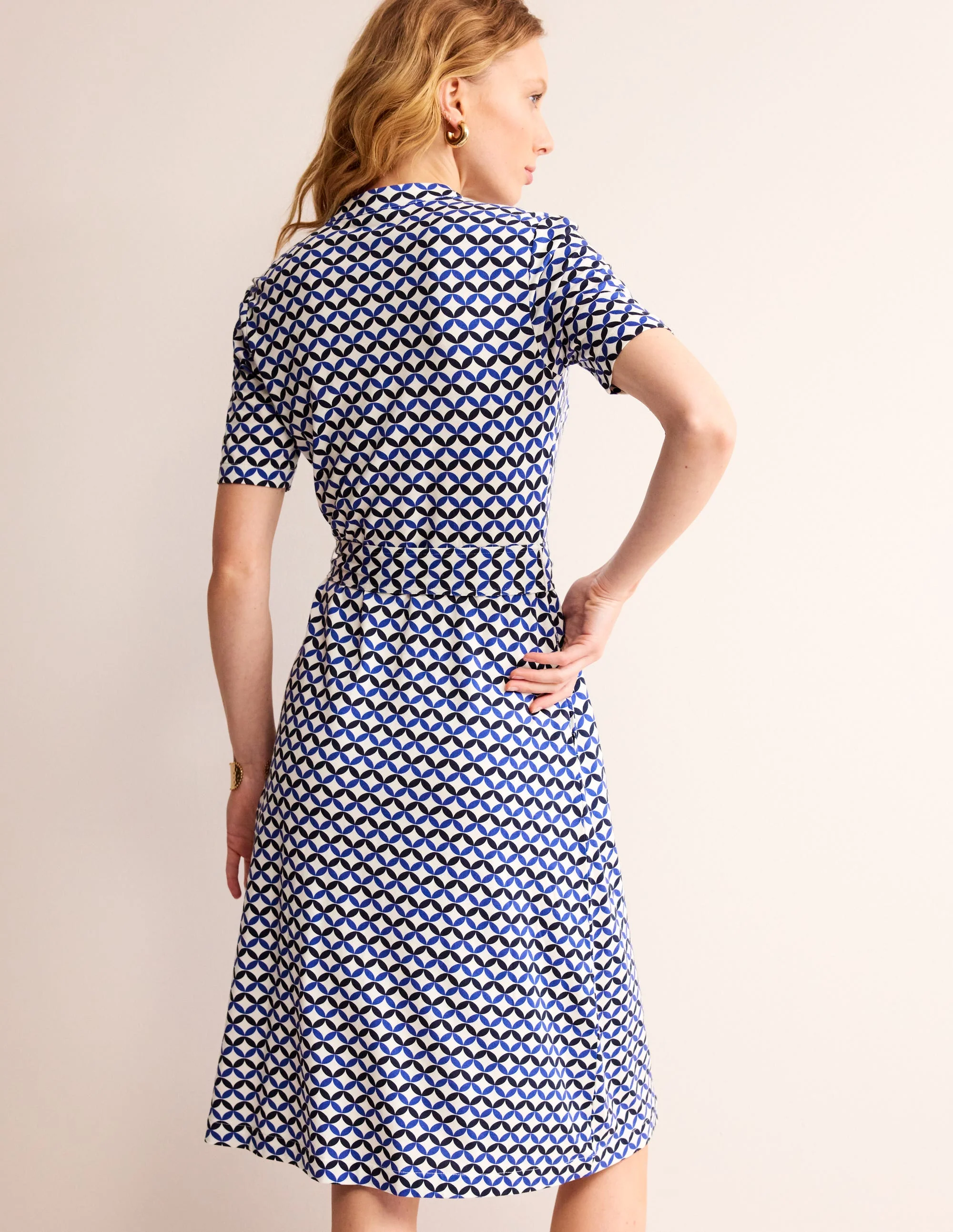 Julia Hemdblusenkleid mit kurzen Ärmeln-Naturweiß, Diamond Terrace - Image 3