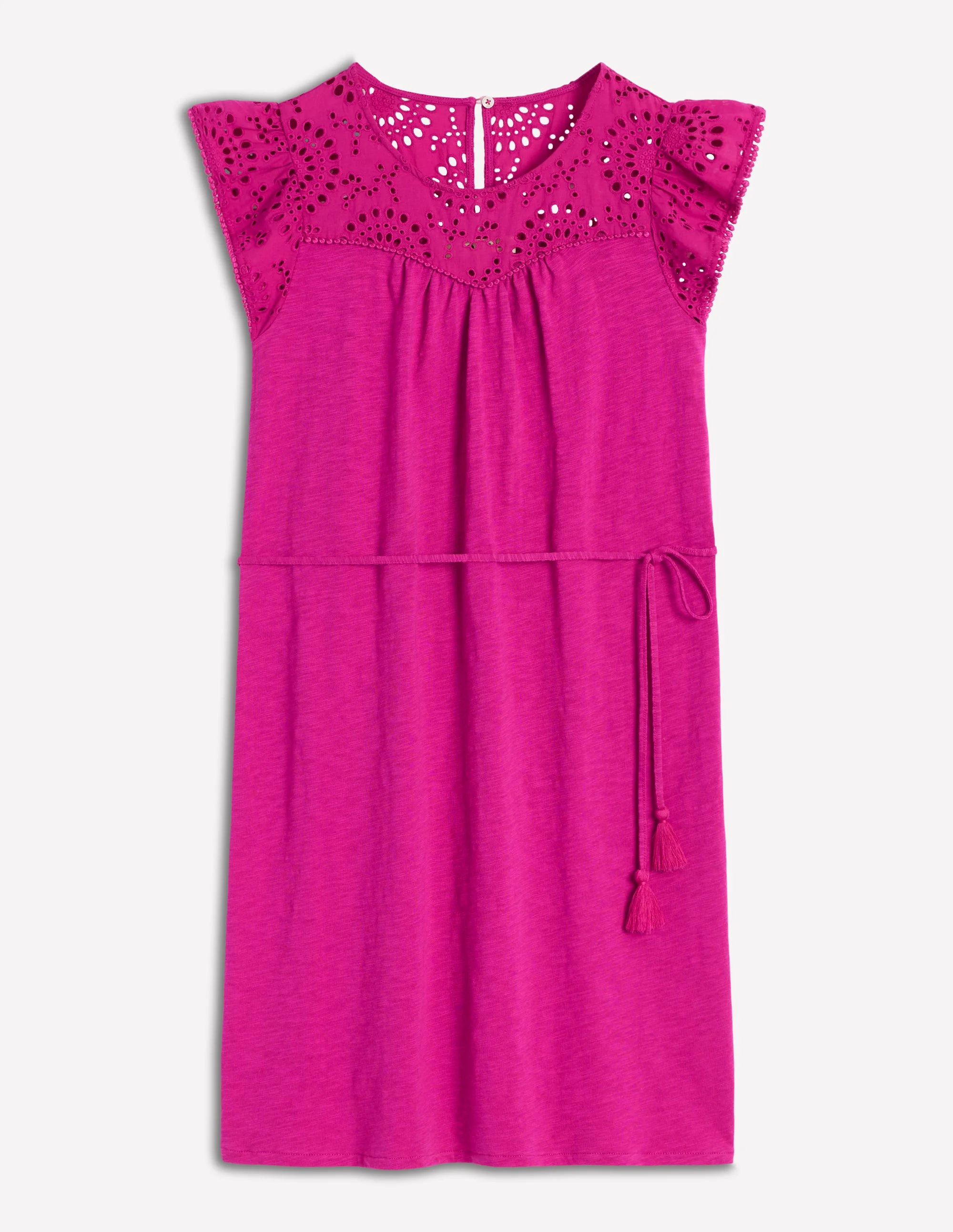Juliet kurzes Kleid mit Lochstickerei-Fuchsie - Image 5
