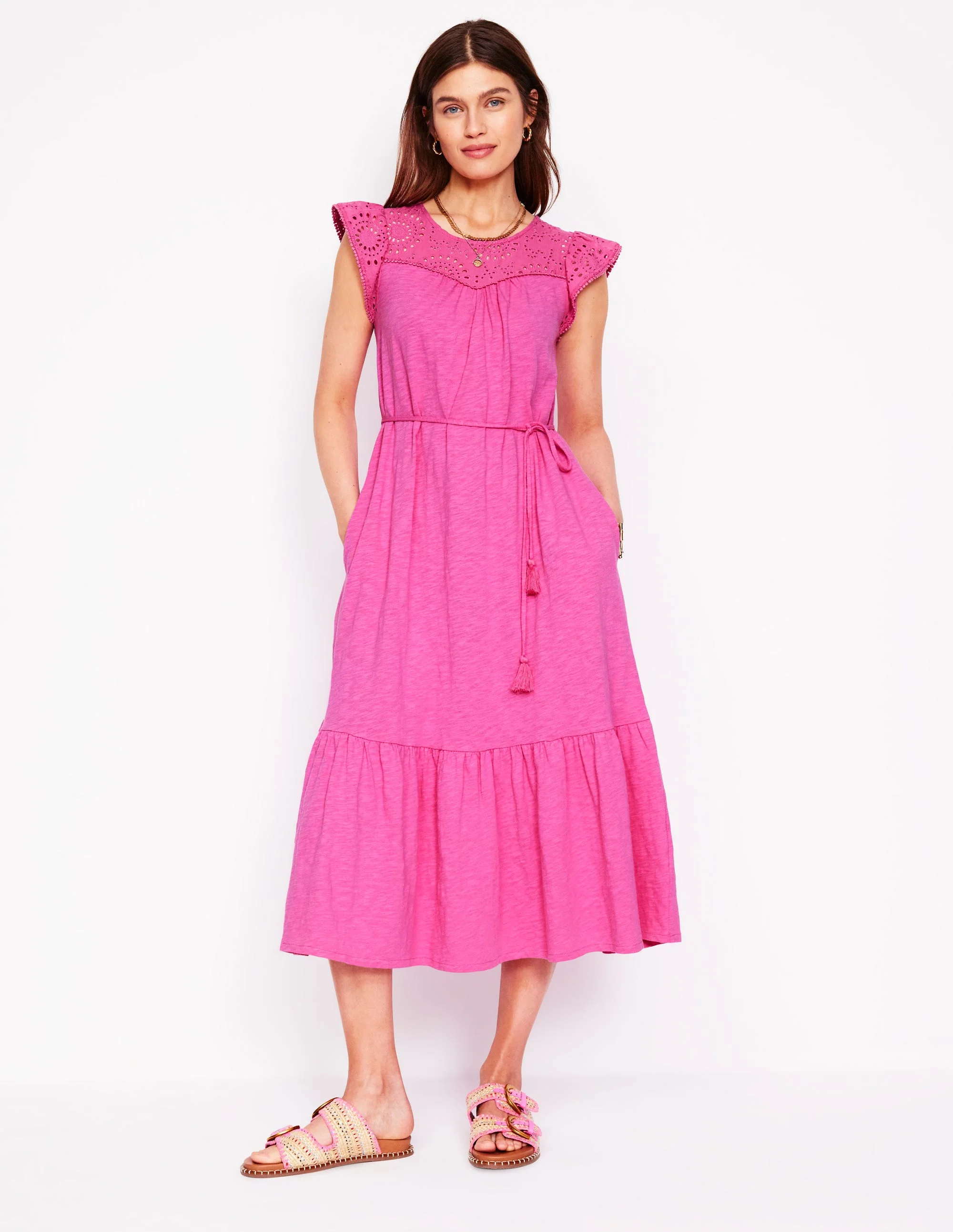 Juliet Midikleid mit Lochstickerei-Rosa - Image 4