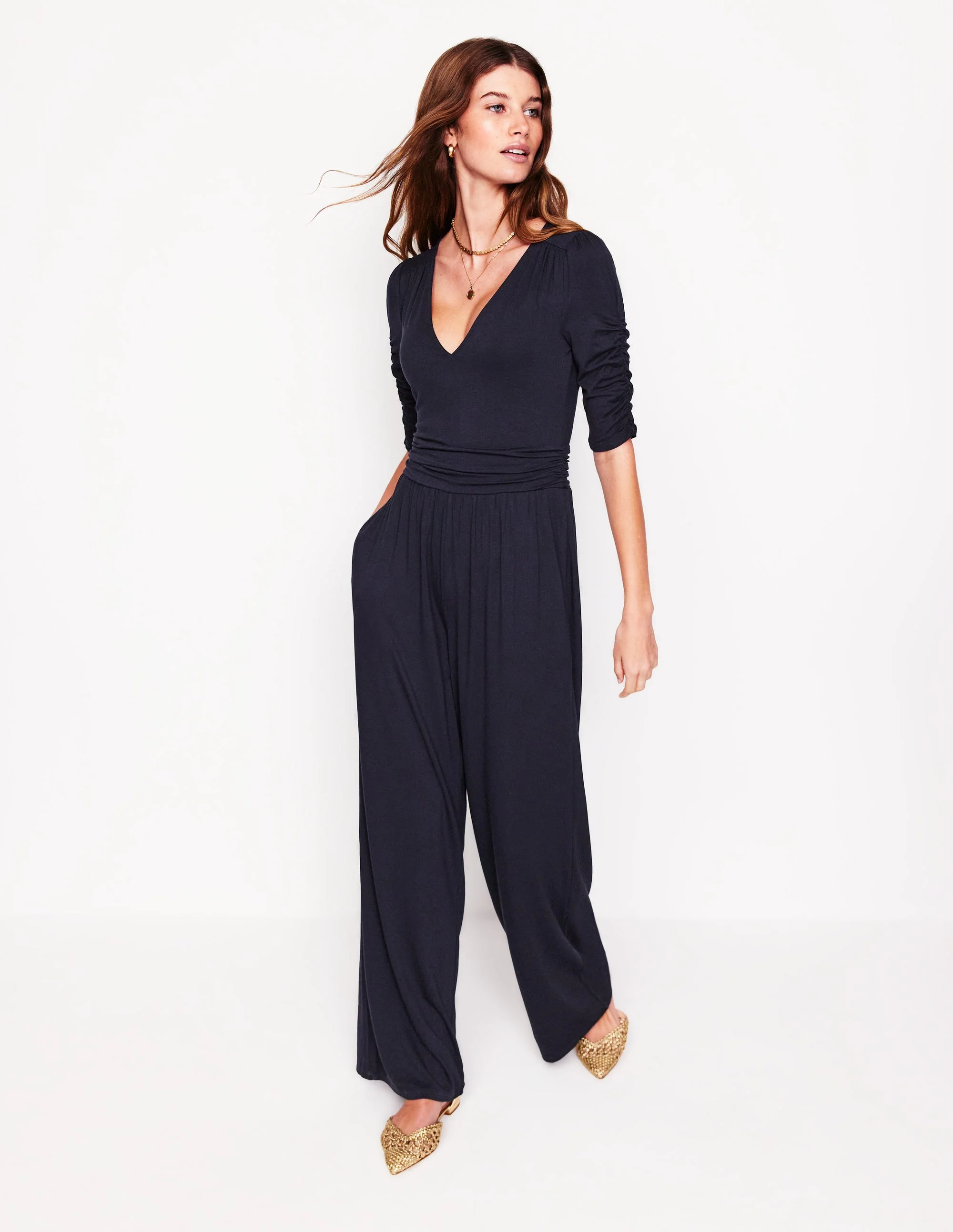JUMPSUIT MIT GERAFFTER TAILLE-Aqua Marine Marl - Image 4