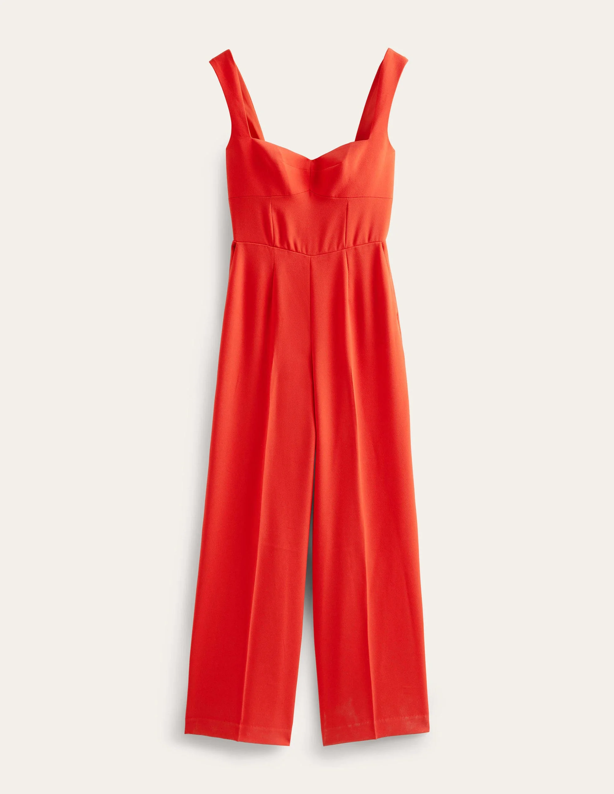 Jumpsuit mit Herzausschnitt und weitem Bein-Zinnoberrot - Image 5