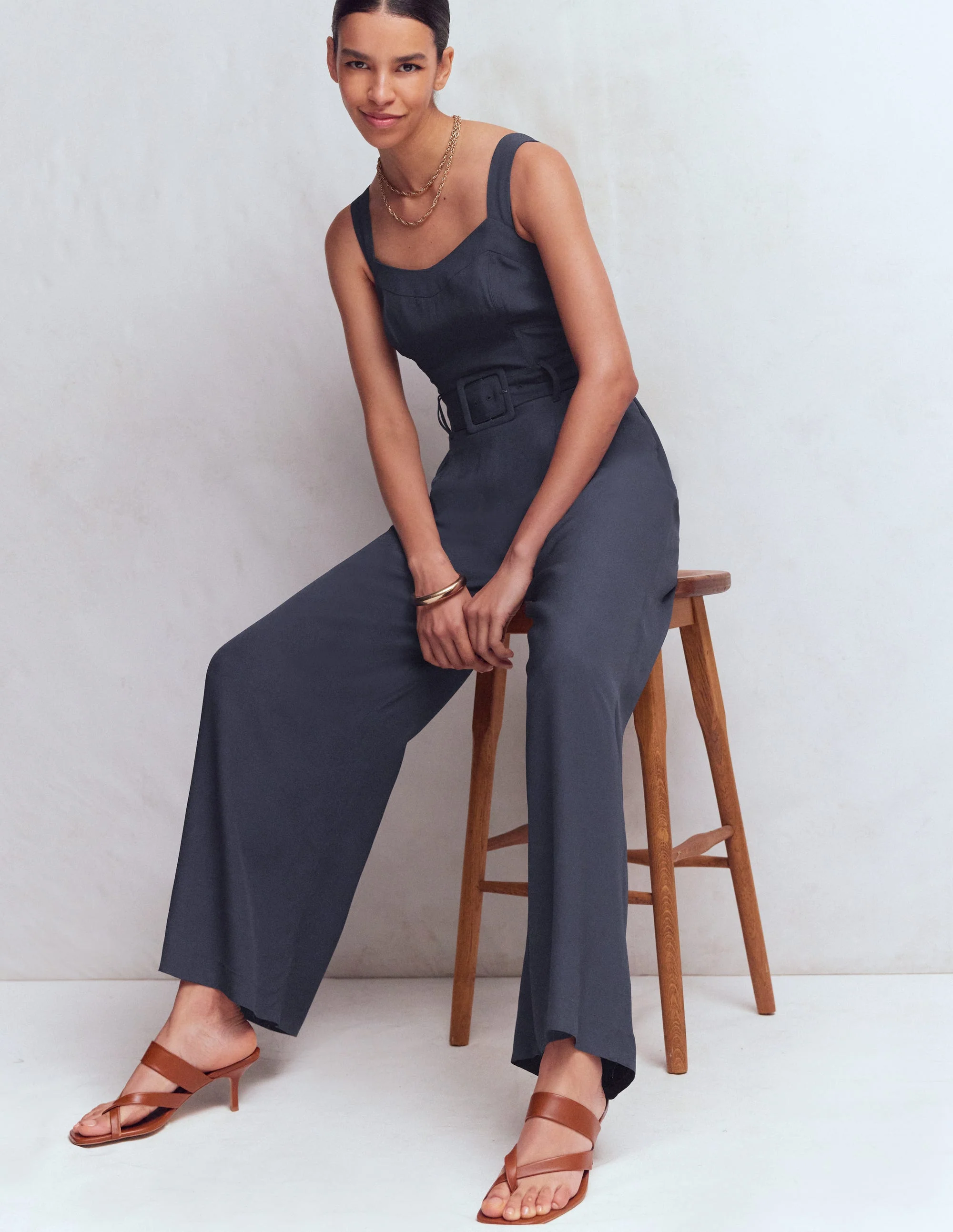 Jumpsuit mit Korsettstäbchen für besondere Anlässe-Marineblau - Image 4